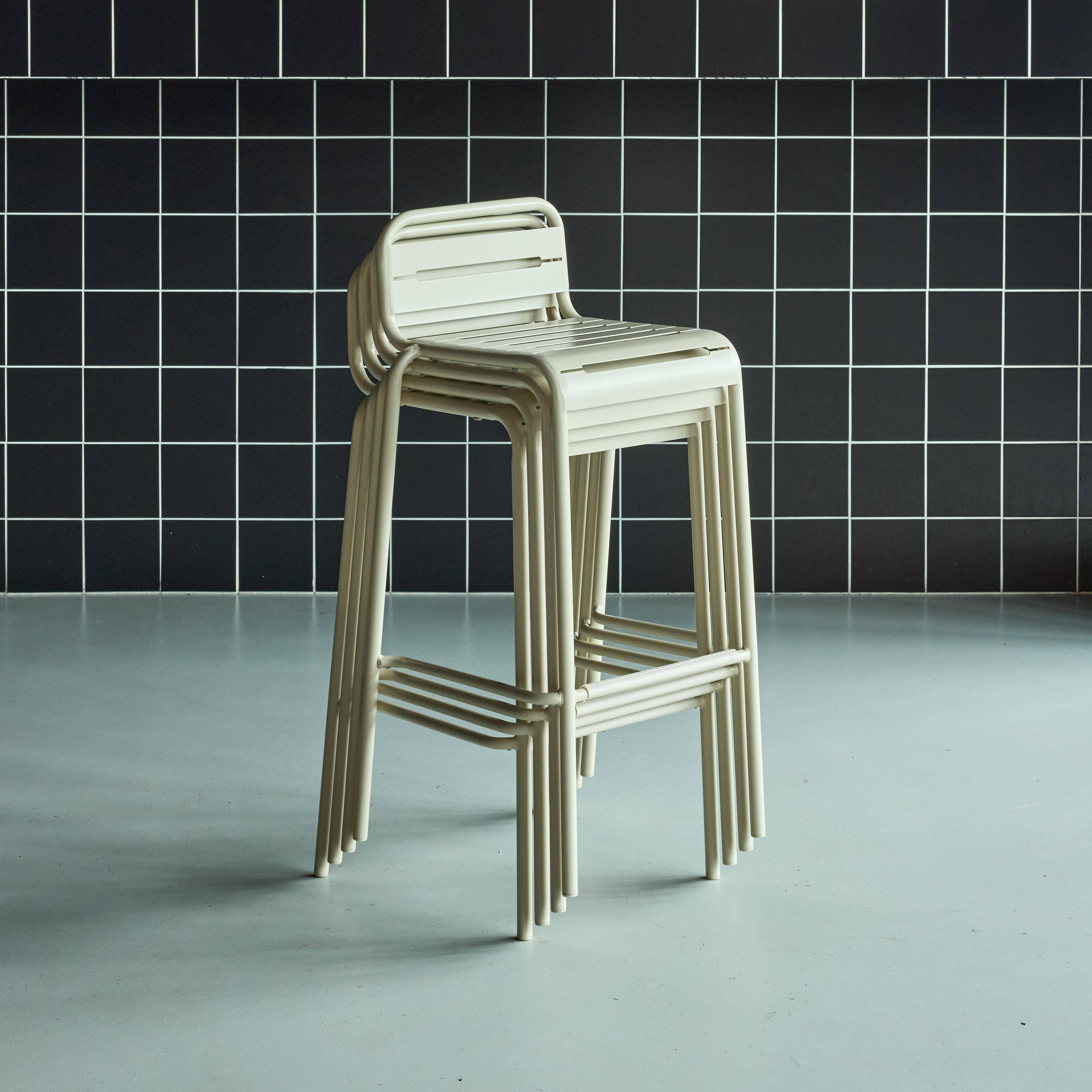 Taburete de jardín de acero, set de 4, Amelia, Beige, 44x41x85 cm Photo2