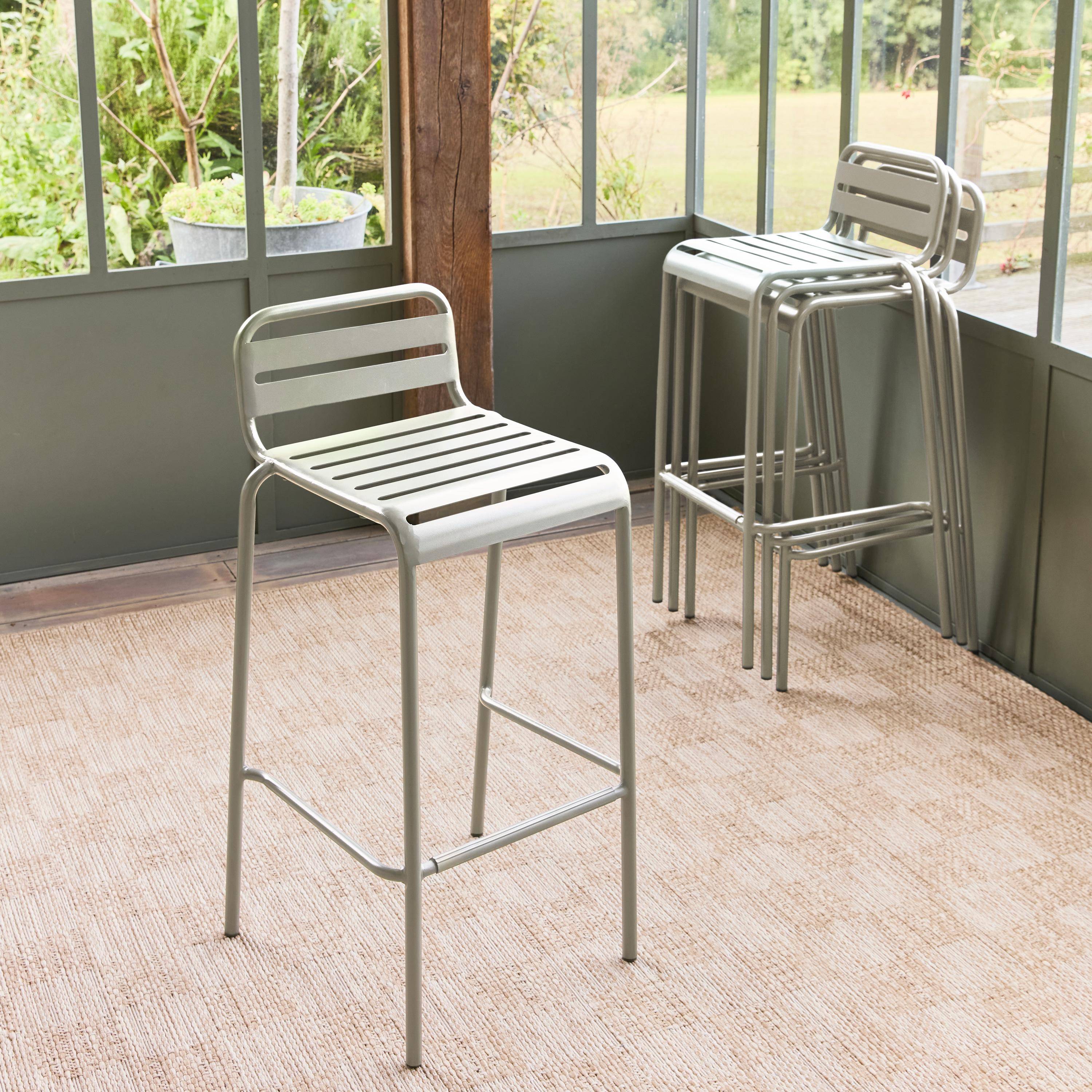 Trona de jardín de acero, set de 4, Amelia, Beige, 44x41x85 cm Photo2