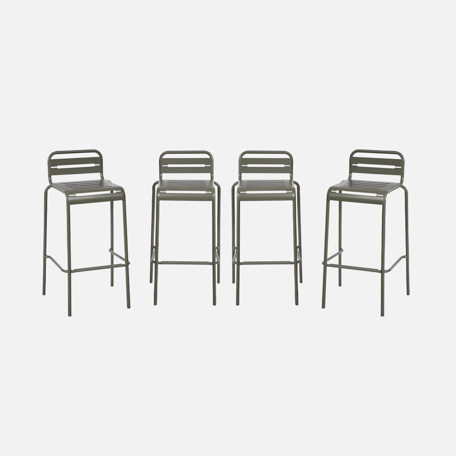 Trona de jardín de acero, set de 4, Verde kaki