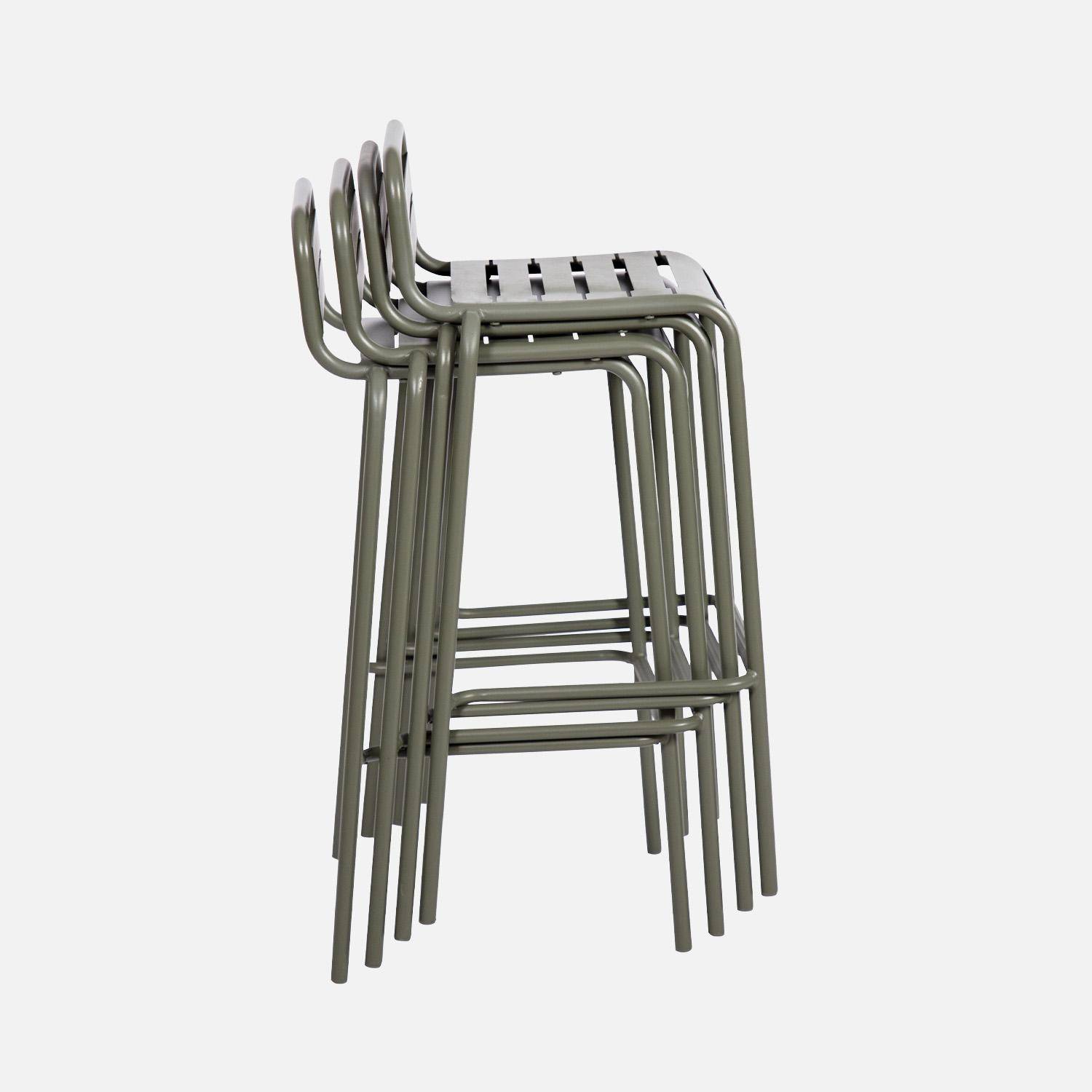 Lot de 4 chaises hautes de jardin acier, 4 places, savane, L 44 x P 41 x H 85cm  Photo6
