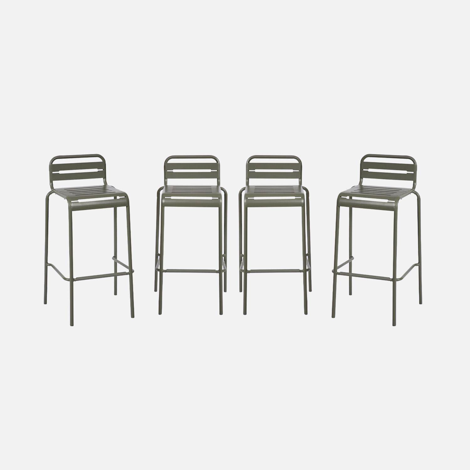 Lot de 4 chaises hautes de jardin acier, 4 places, savane, L 44 x P 41 x H 85cm  Photo4