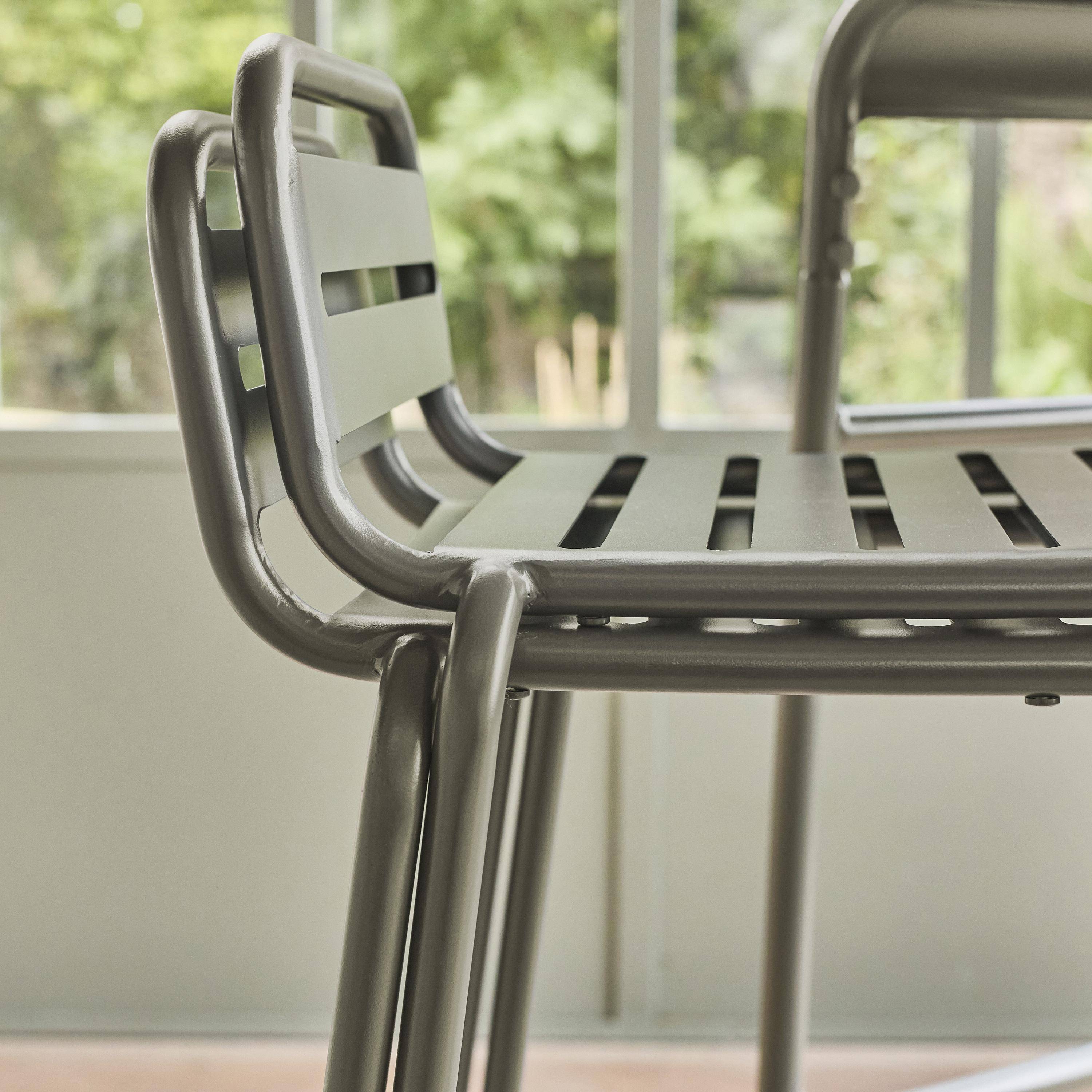 Lot de 4 chaises hautes de jardin acier, 4 places, savane, L 44 x P 41 x H 85cm ,sweeek,Photo3