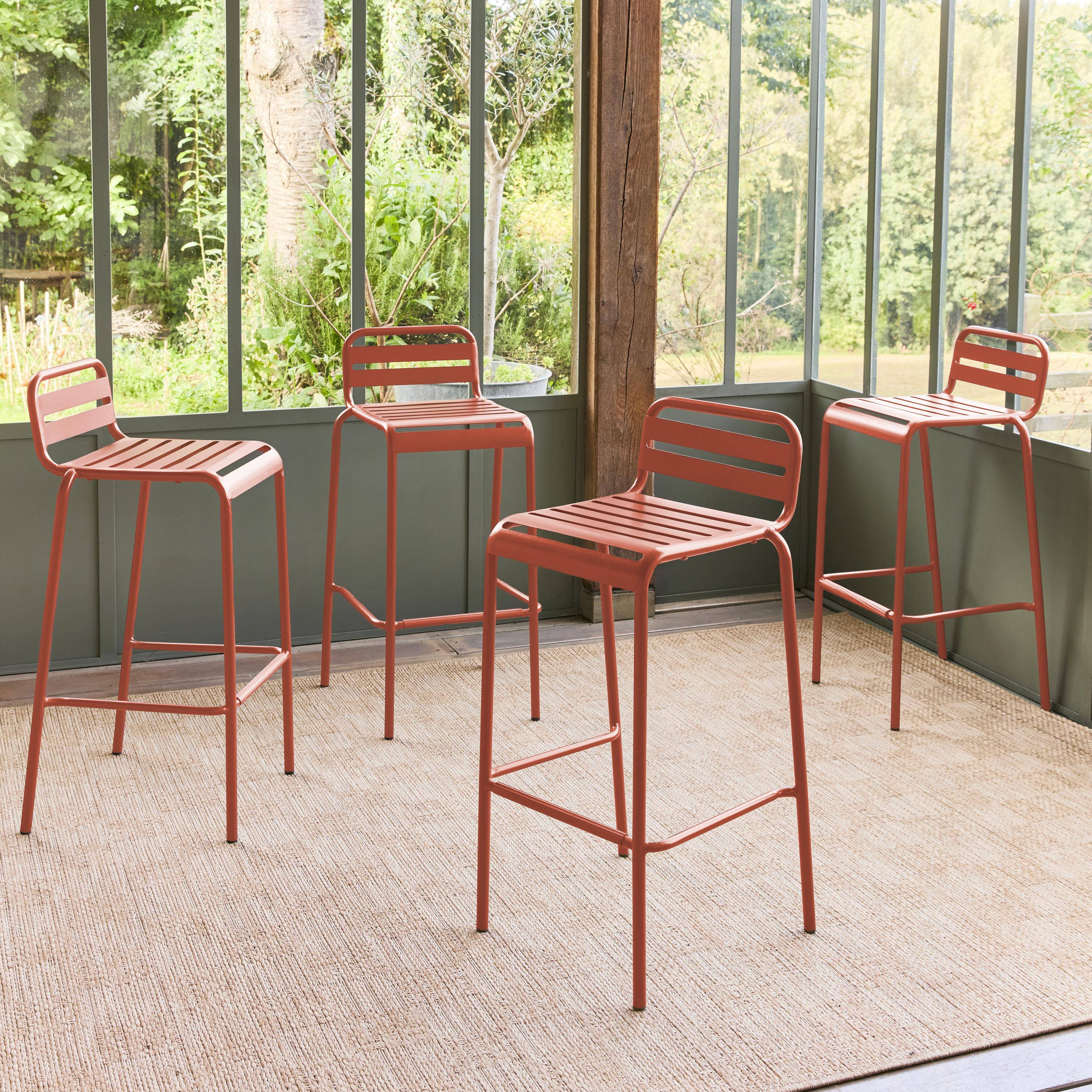  Set 4 sedie da giardino bistrot in acciaio Terracotta - 44x41x85 cm,sweeek,Photo1