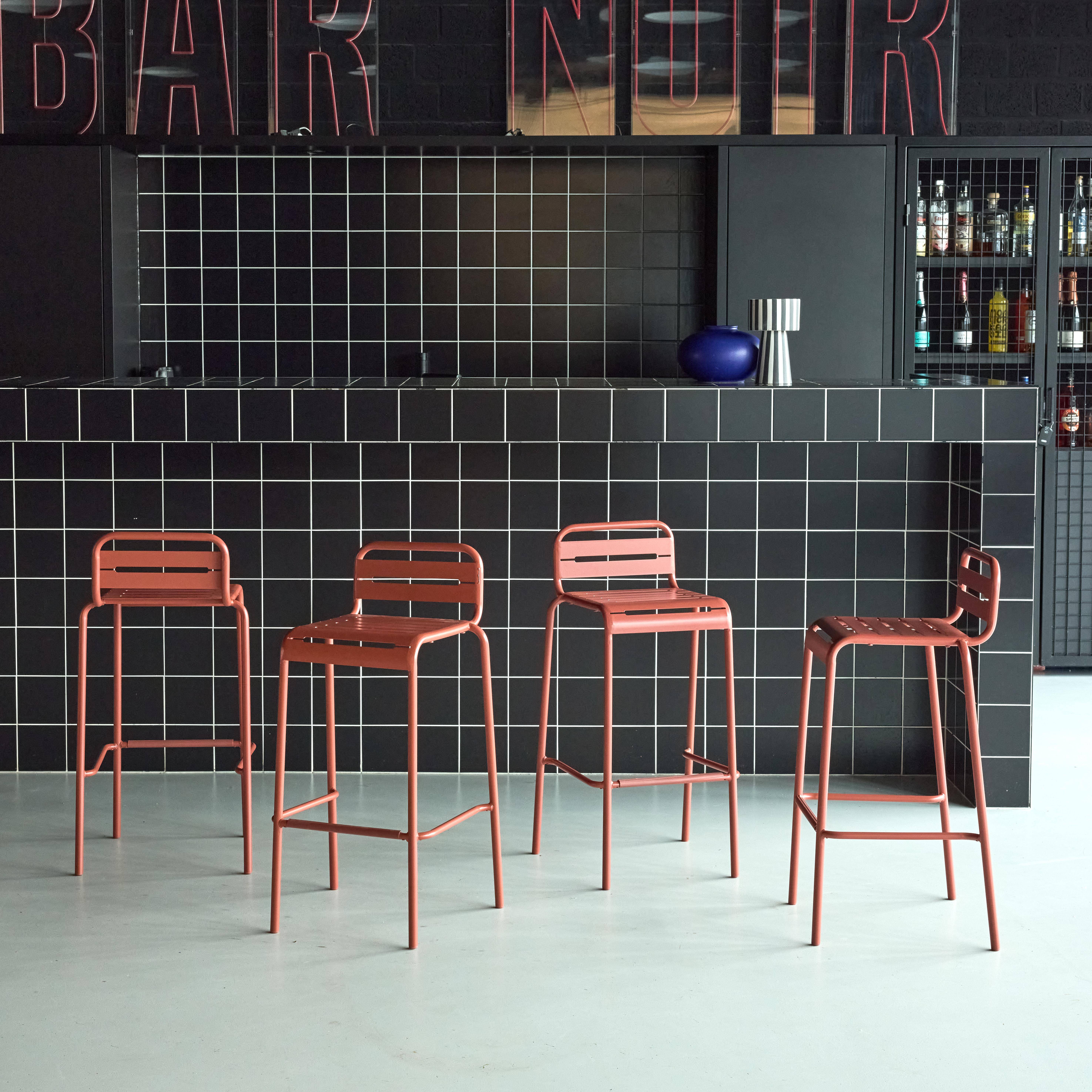  Set 4 sedie da giardino bistrot in acciaio Terracotta - 44x41x85 cm,sweeek,Photo2