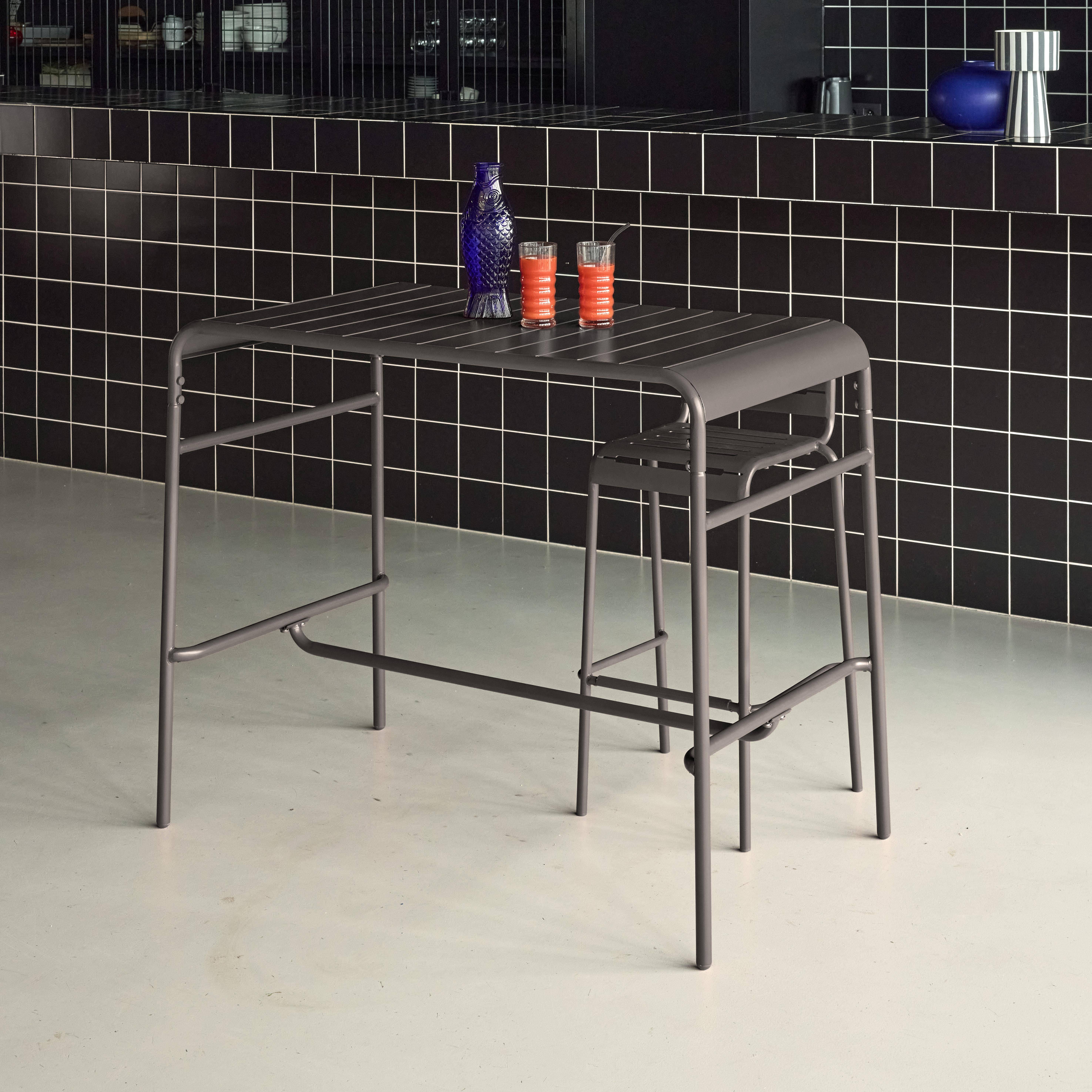 Table haute de jardin métal 4 places, anthracite, 120 x 70 x 95cm,sweeek,Photo2