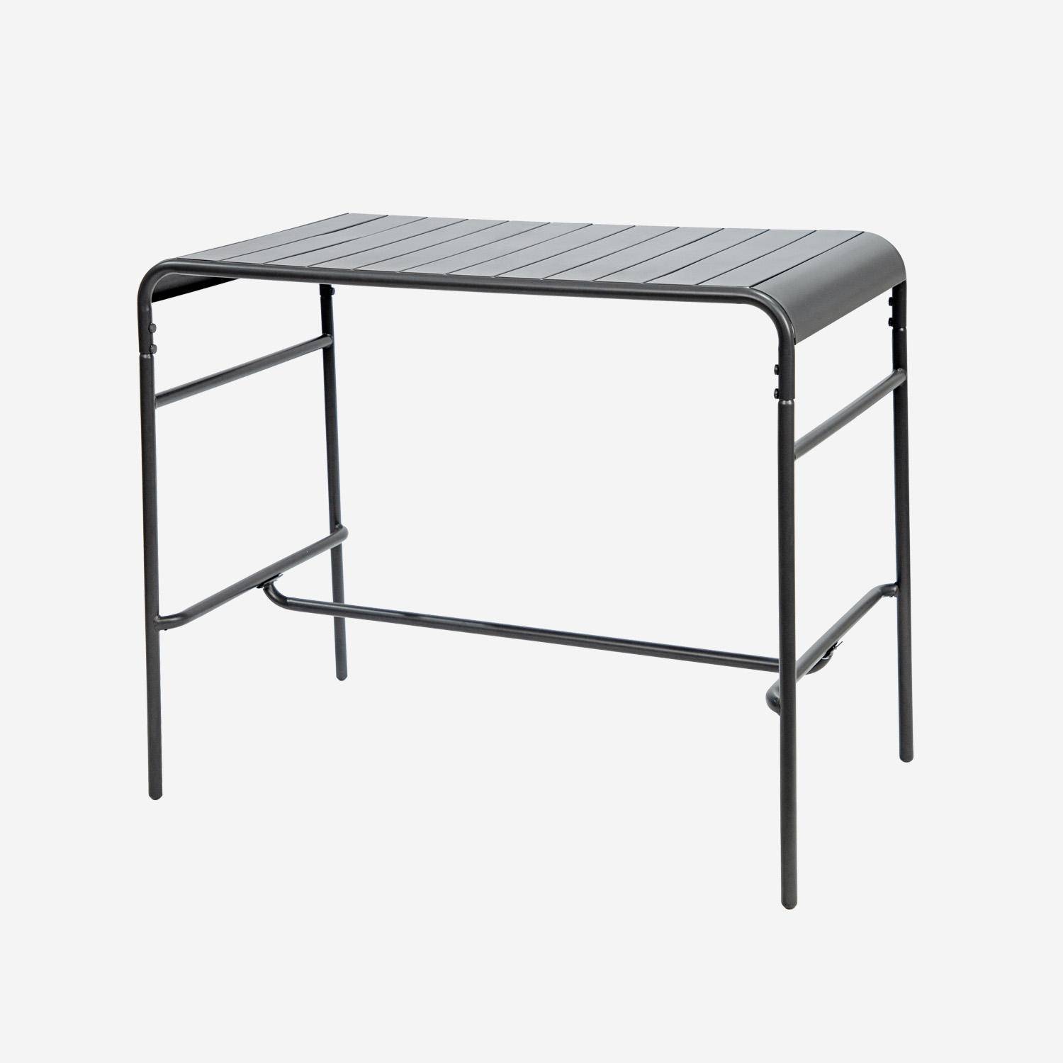 Table haute de jardin métal 4 places, anthracite, 120 x 70 x 95cm Photo4