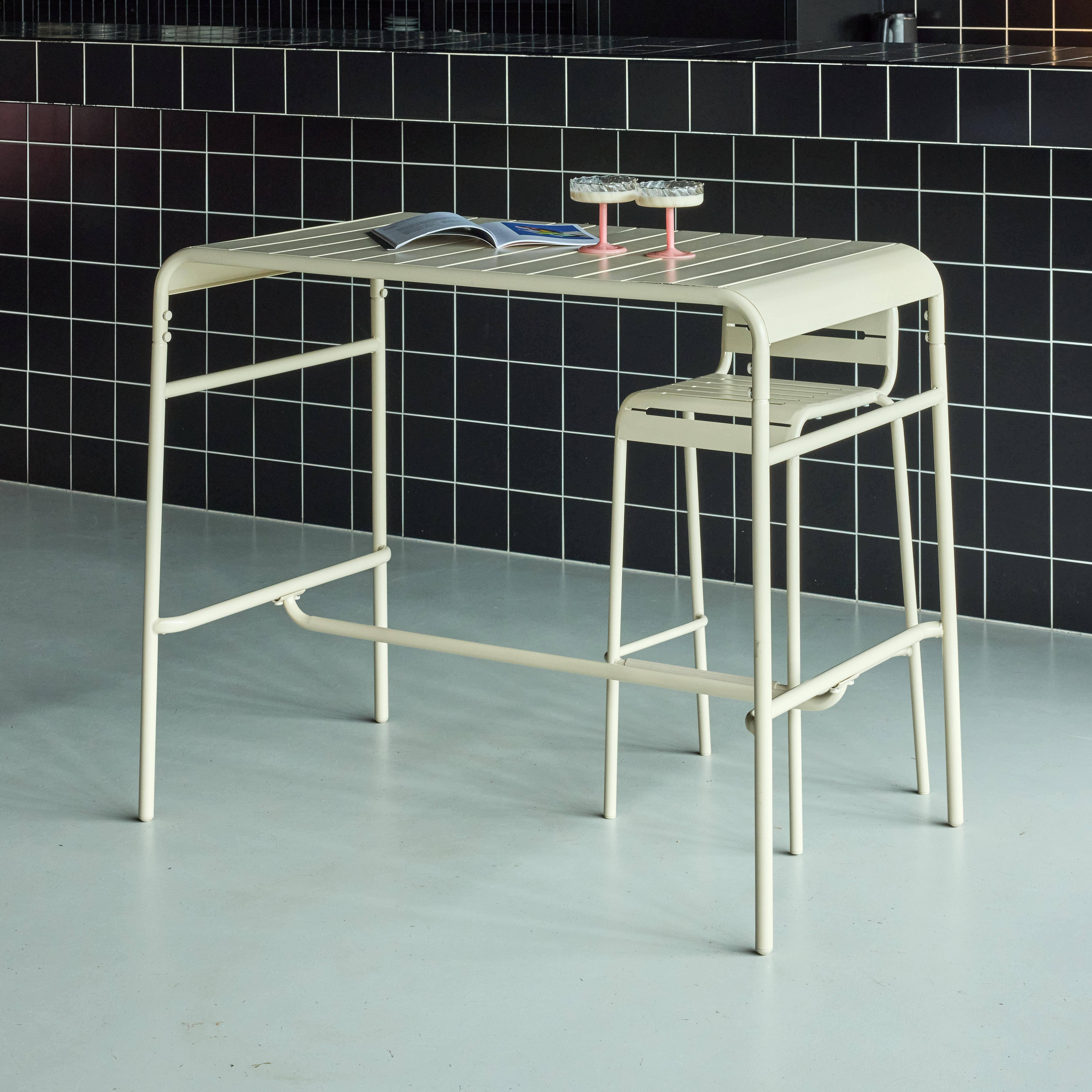 Table haute de jardin métal 4 places, beige, 120 x 70 x 95cm,sweeek,Photo2