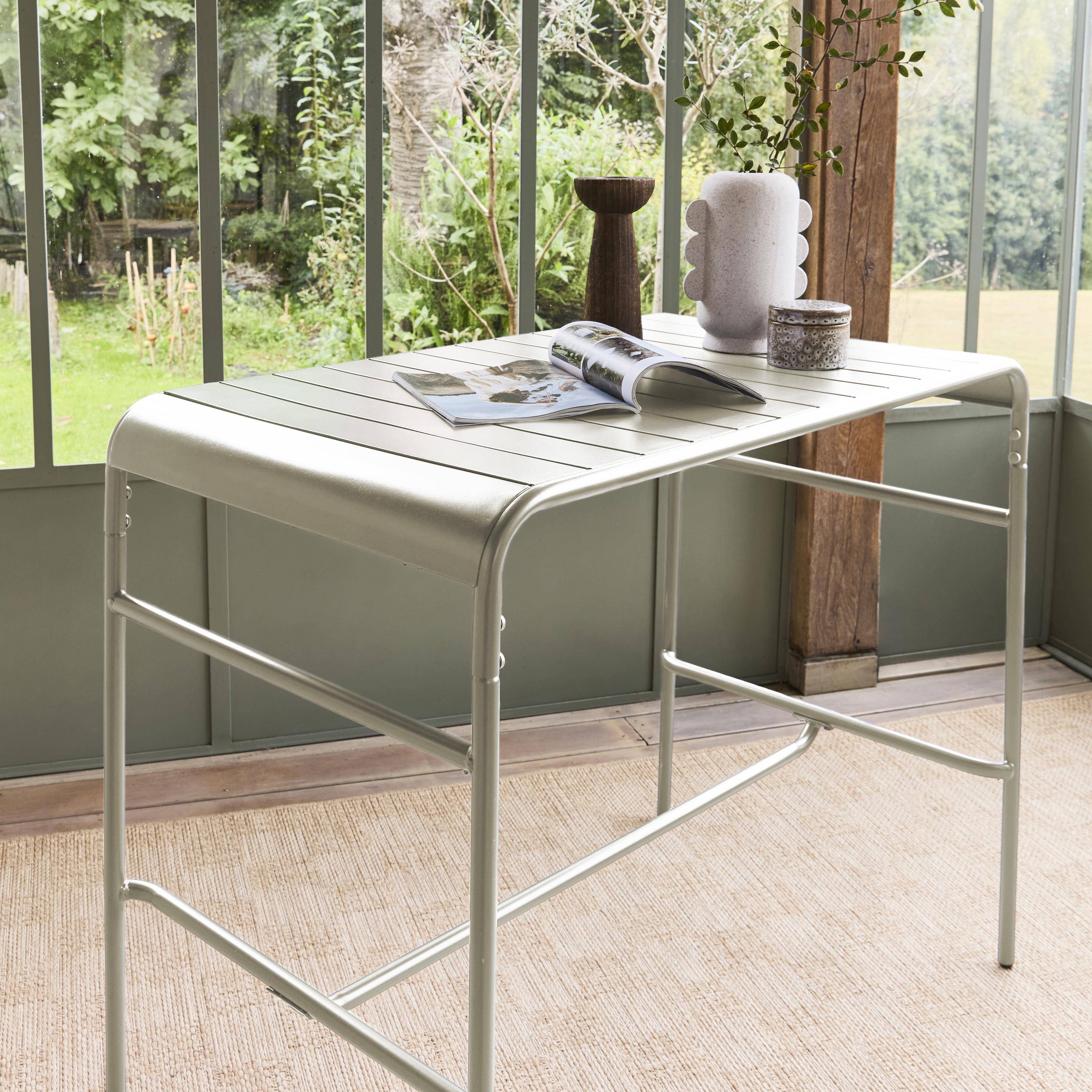 Garten-Hochtisch aus Metall für 4 Personen beige, Amelia 120 x 70 x 95cm Photo1