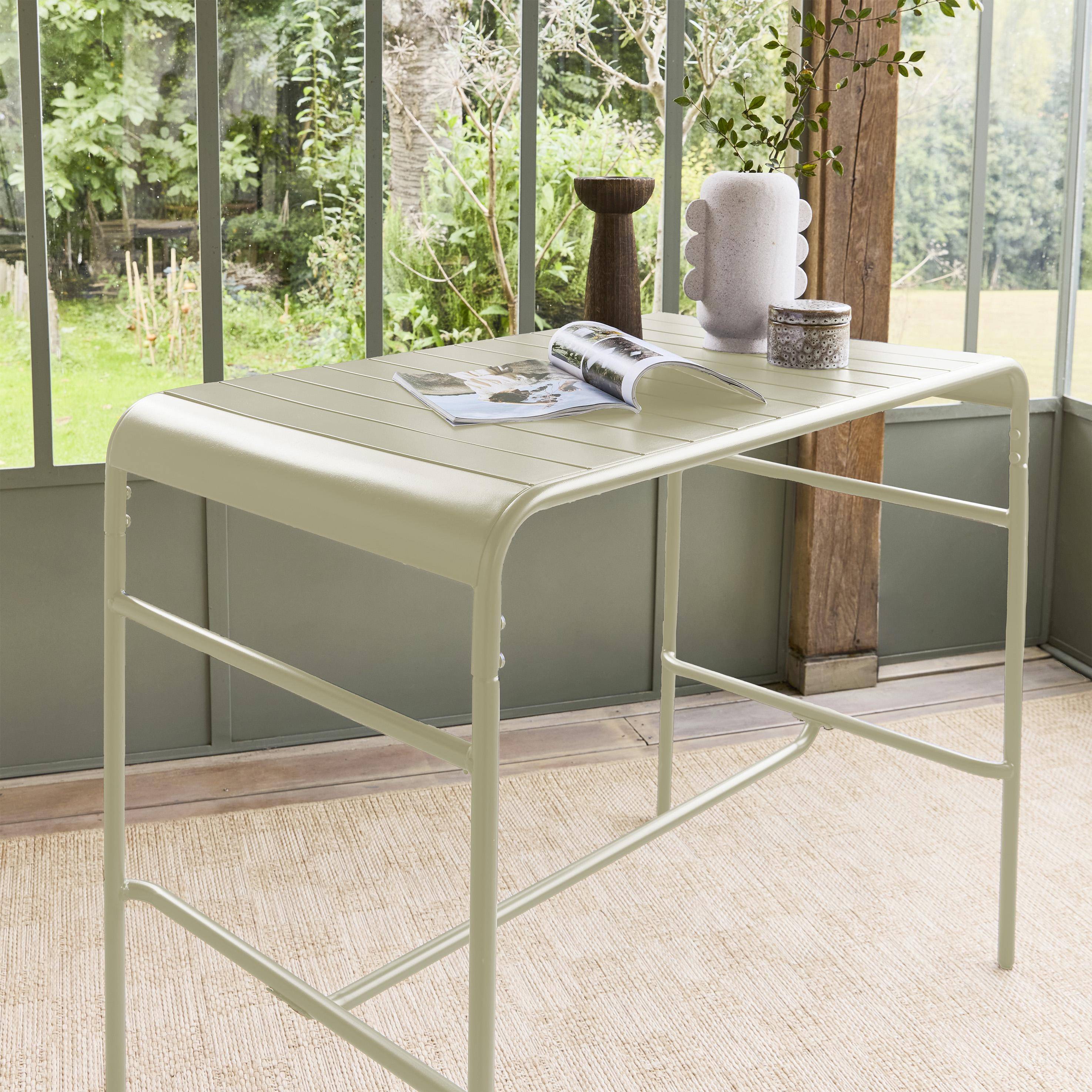 Mesa alta de jardín metálica, 4 plazas, Amelia 120cm, Beige, 120x70x95 cm Photo1