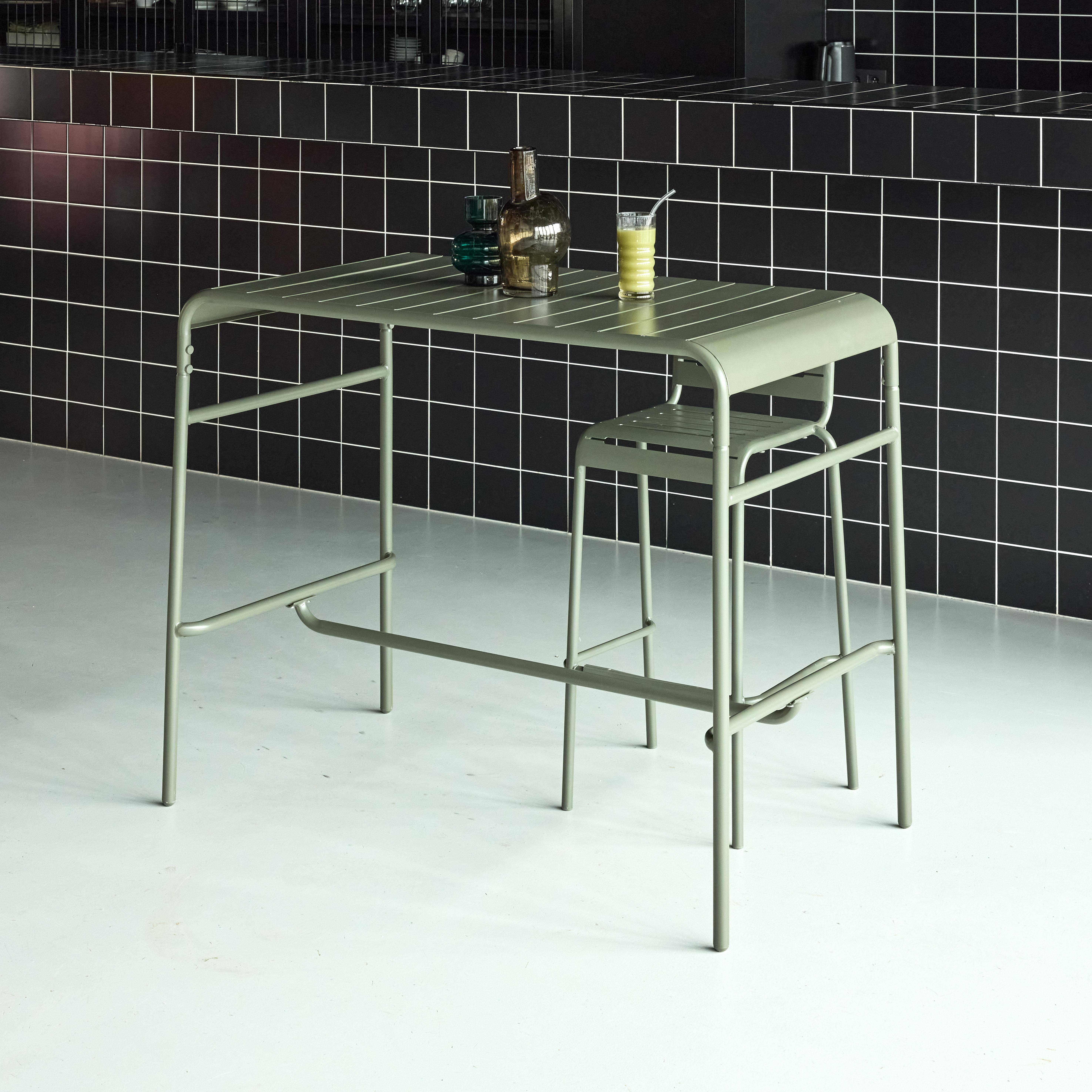 4-seater metal garden bar table, Amelia 120cm, Khaki Green, 120x70x95 cm Photo2