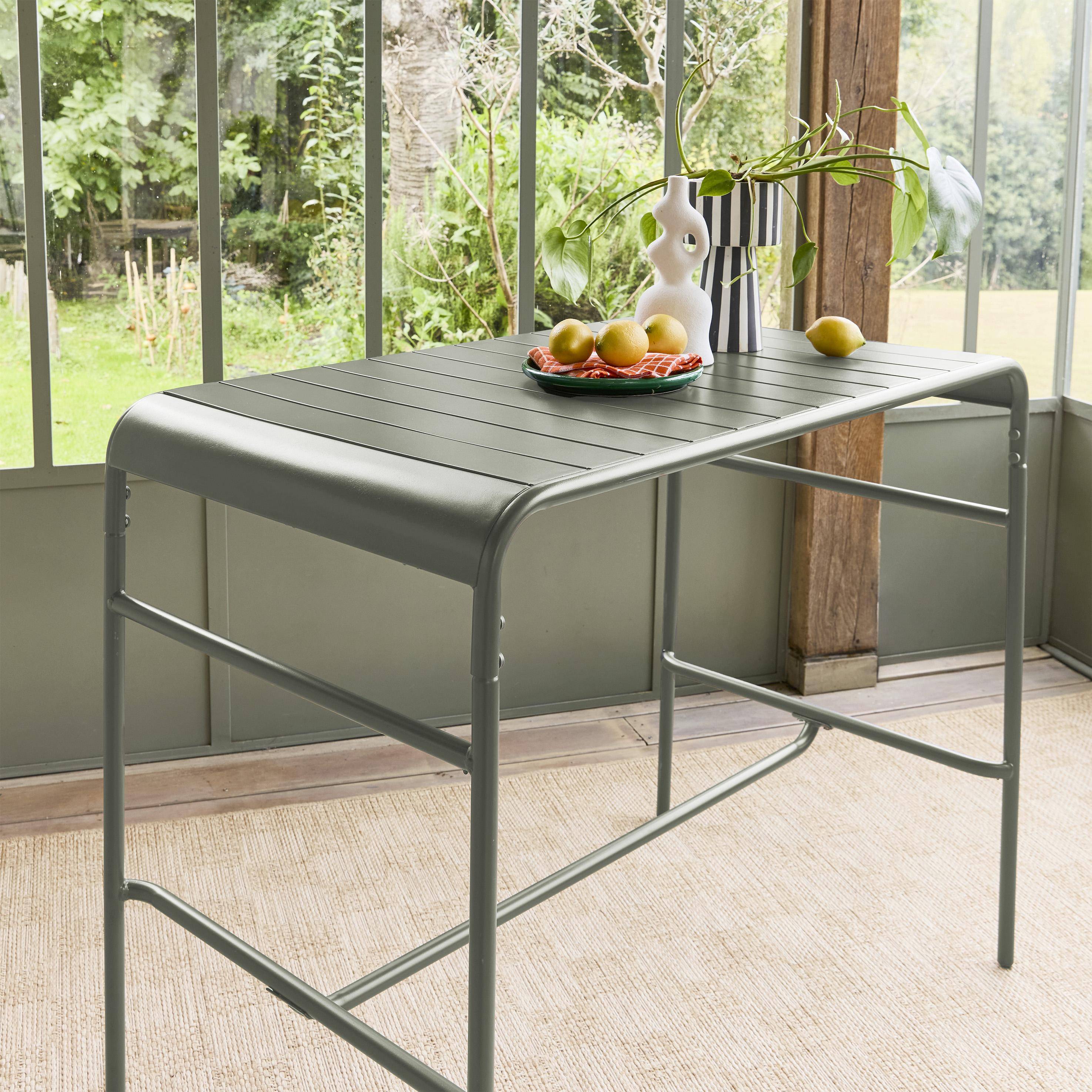 4-seater metal bar garden table, Amelia 120cm, Khaki Green, 120x70x95 cm Photo1