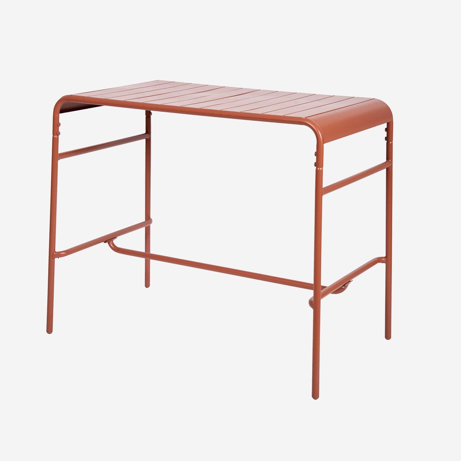 Garten-Stehtisch aus Metall mit 4 Sitzplätzen, terrakotta