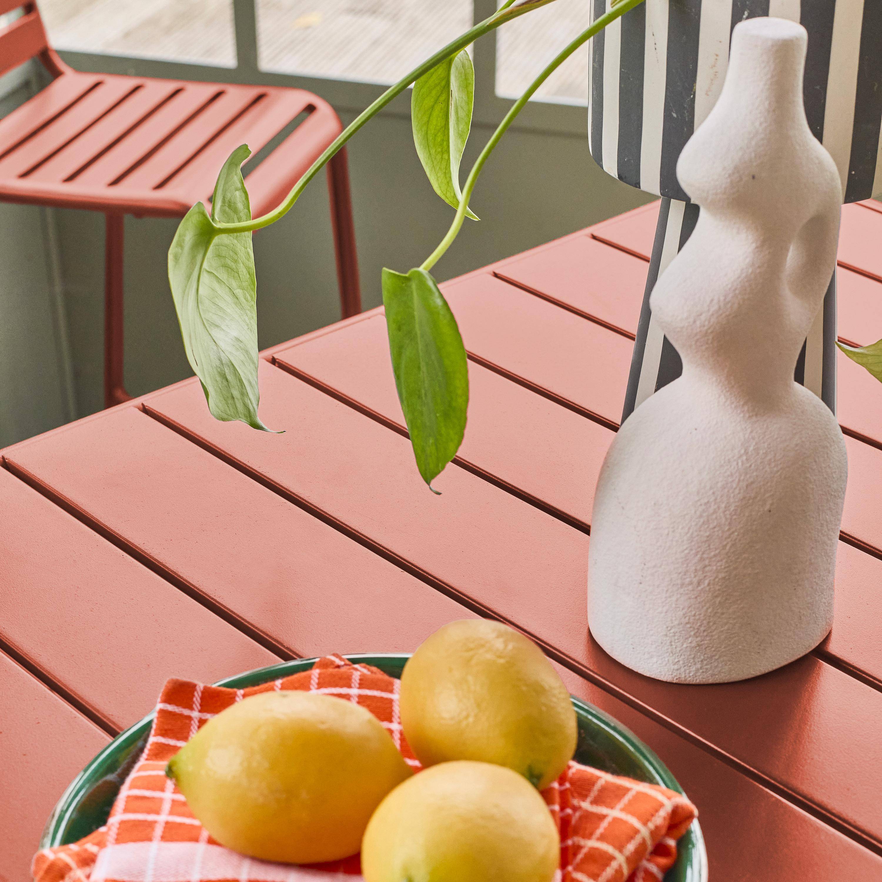 Table haute de jardin métal 4 places, terracotta, 120 x 70 x 95cm,sweeek,Photo2