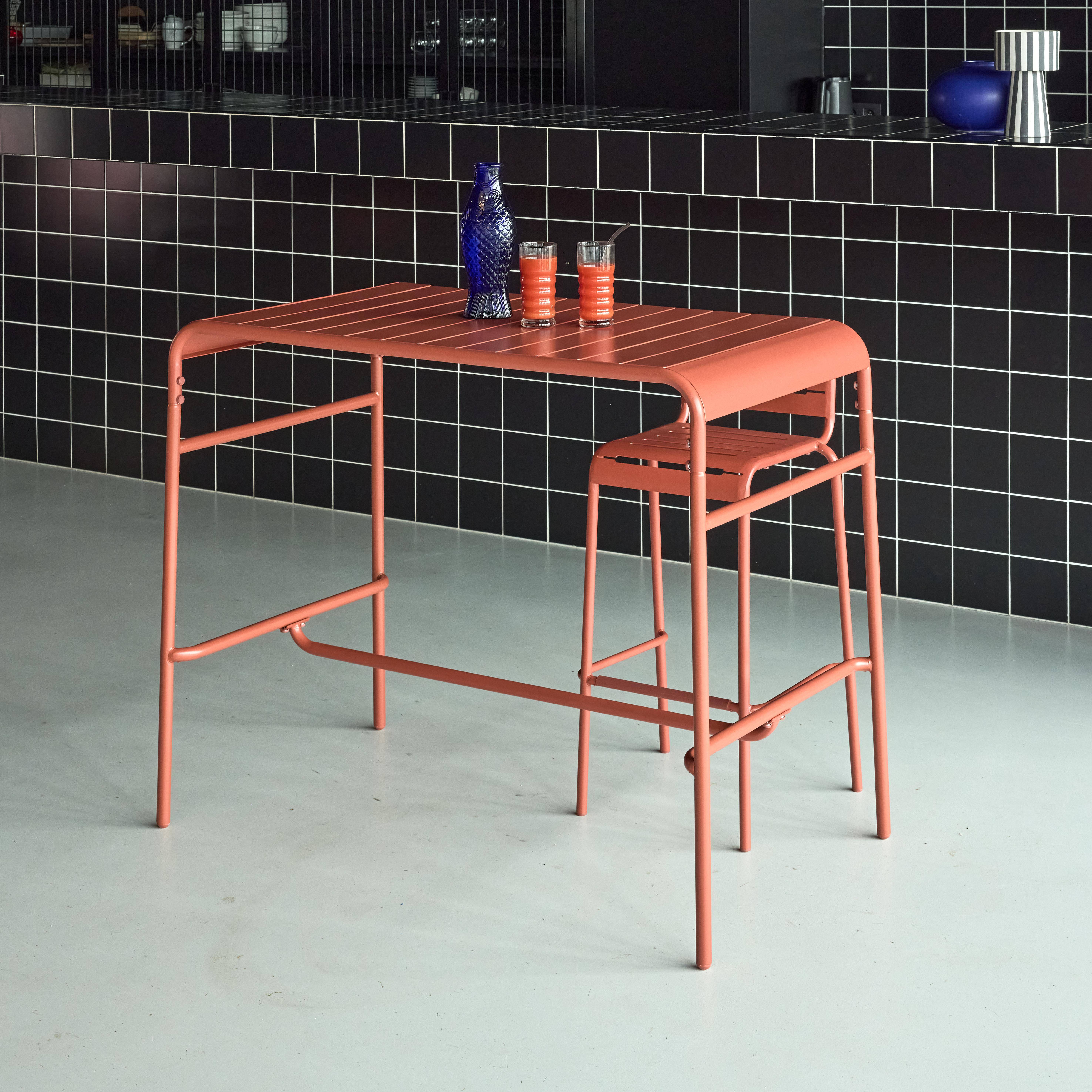 Garten-Hochtisch aus Metall für 4 Personen, terrakotta, Amelia 120 x 70 x 95cm,sweeek,Photo2