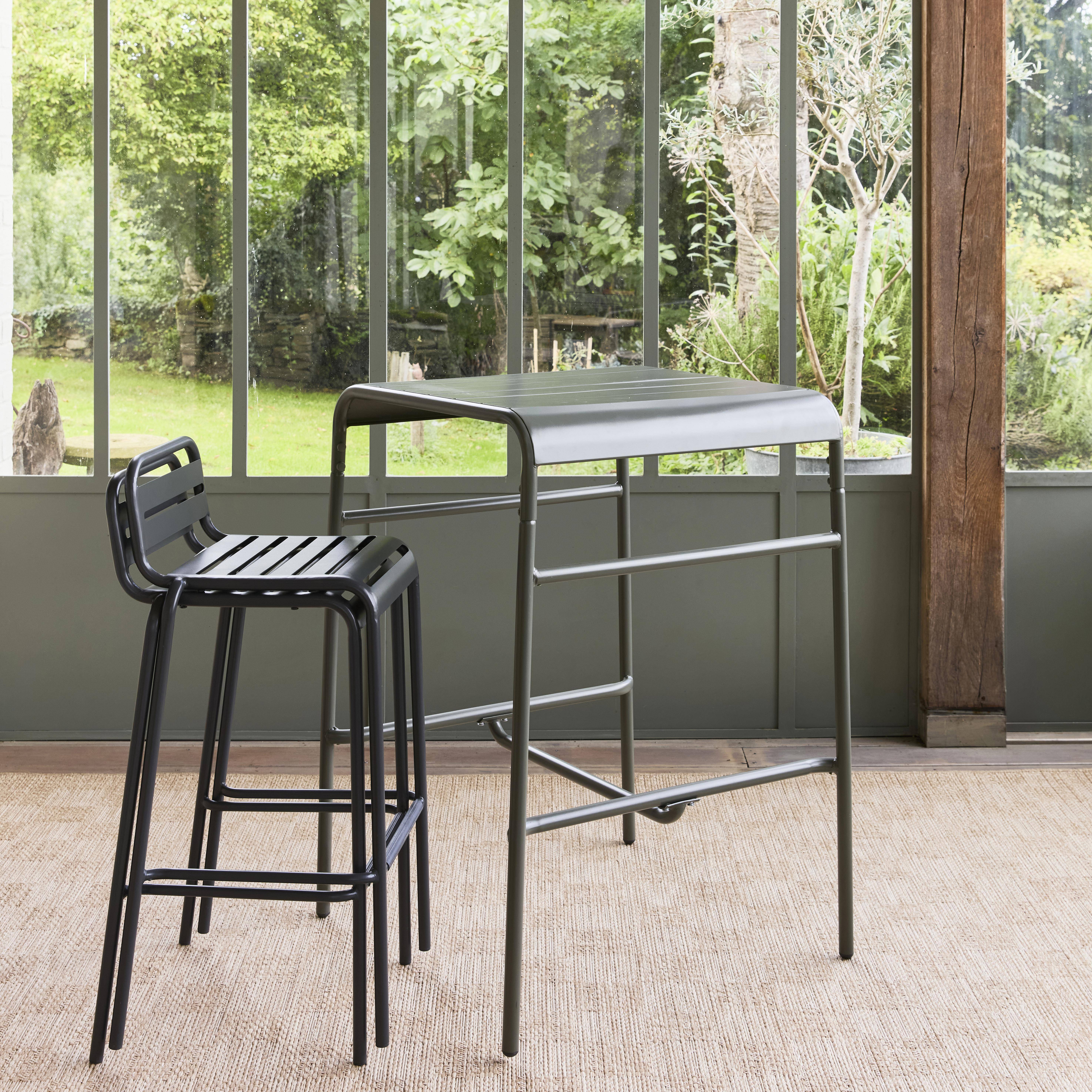 2-seater metal high garden table, Amelia 70cm, Anthracite, 70x70x95 cm,sweeek,Photo2