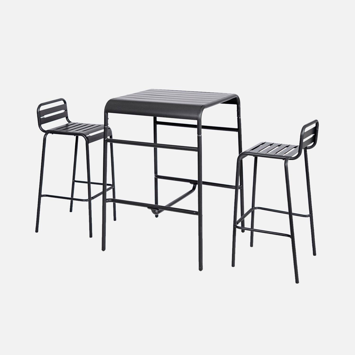 2-seater metal high garden table, Amelia 70cm, Anthracite, 70x70x95 cm Photo6