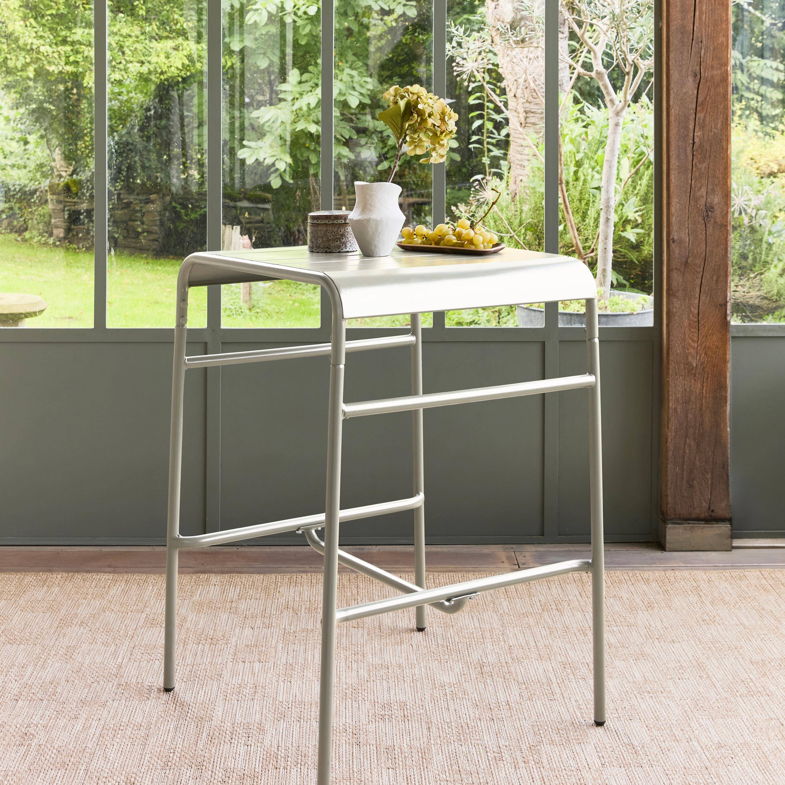 Garten-Hochtisch Metall für 2 Personen, beige, Amelia 70 x 70 x 95cm Photo1