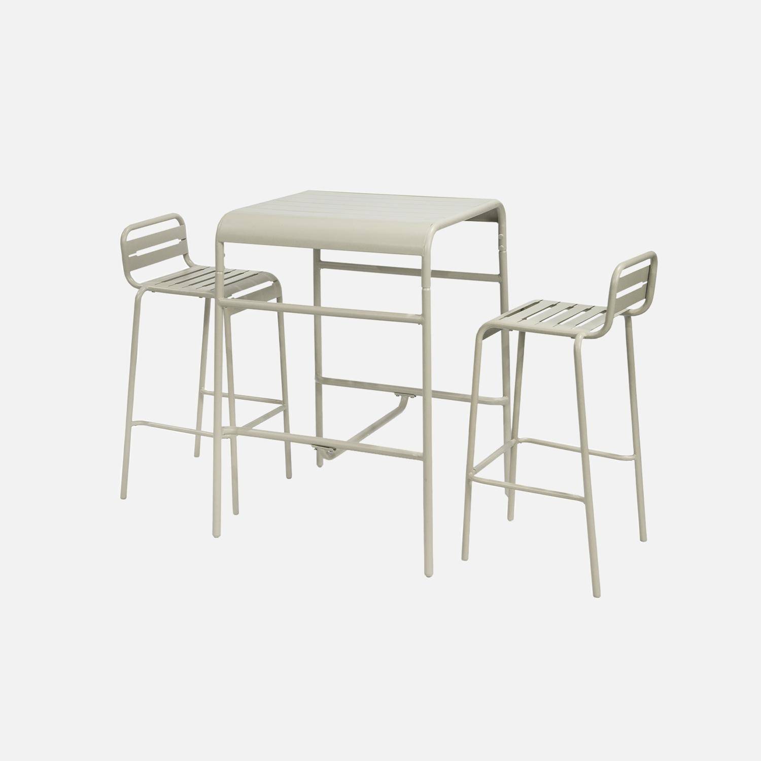 Garten-Hochtisch Metall für 2 Personen, beige, Amelia 70 x 70 x 95cm,sweeek,Photo6