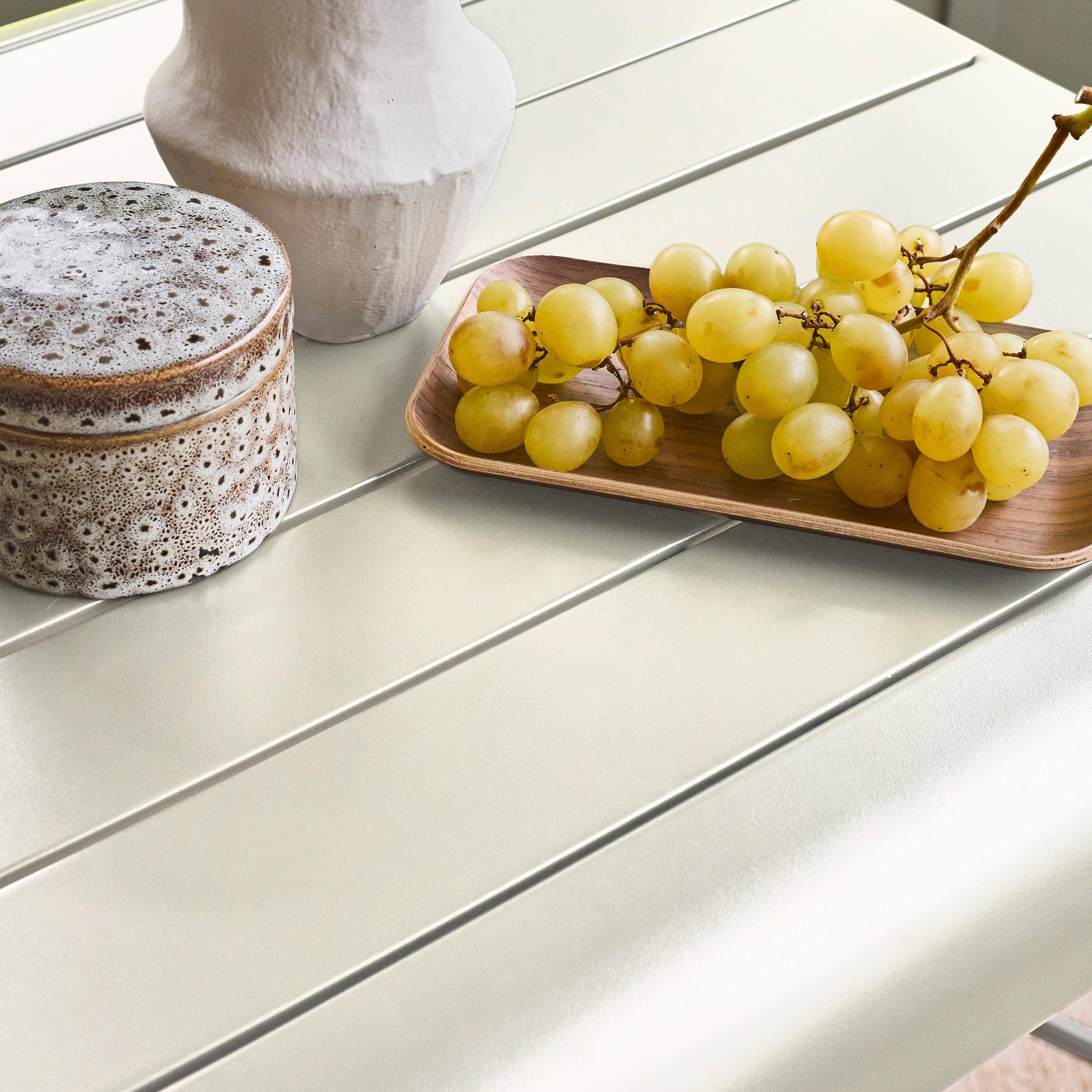 Garten-Hochtisch Metall für 2 Personen, beige, Amelia 70 x 70 x 95cm,sweeek,Photo2