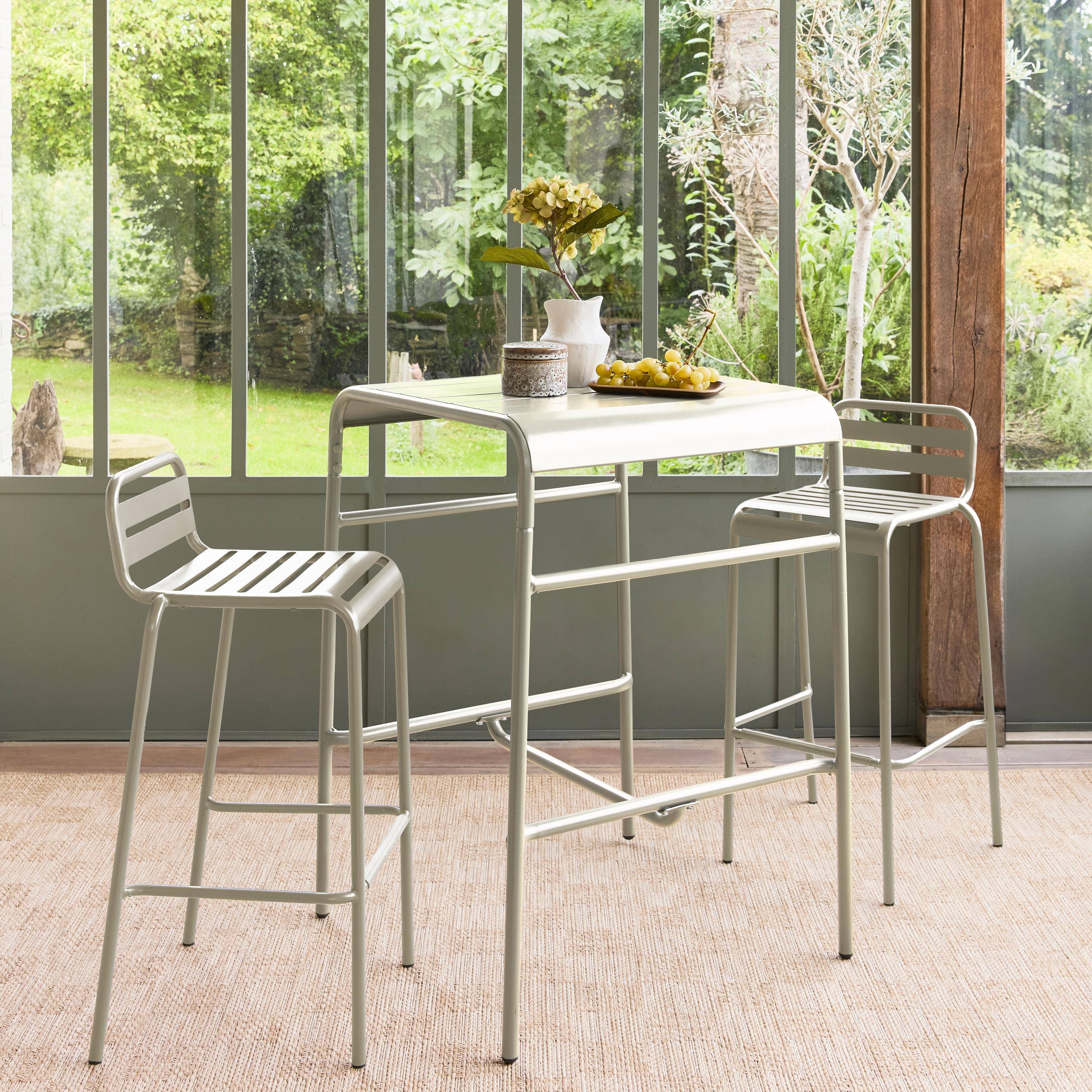 Garten-Hochtisch Metall für 2 Personen, beige, Amelia 70 x 70 x 95cm Photo3