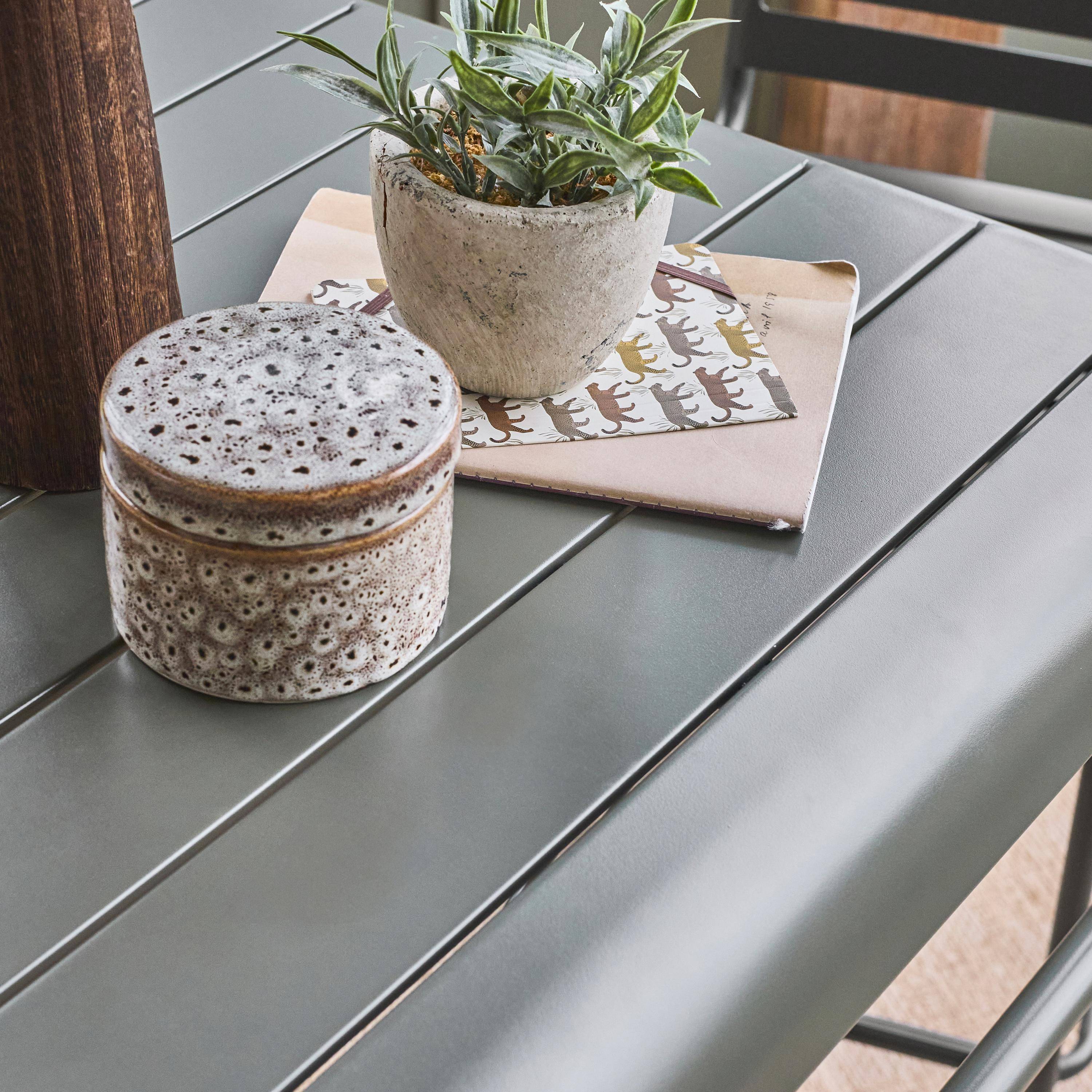 2-seater metal high garden table, Amelia 70cm, Khaki Green, 70x70x95 cm Photo2
