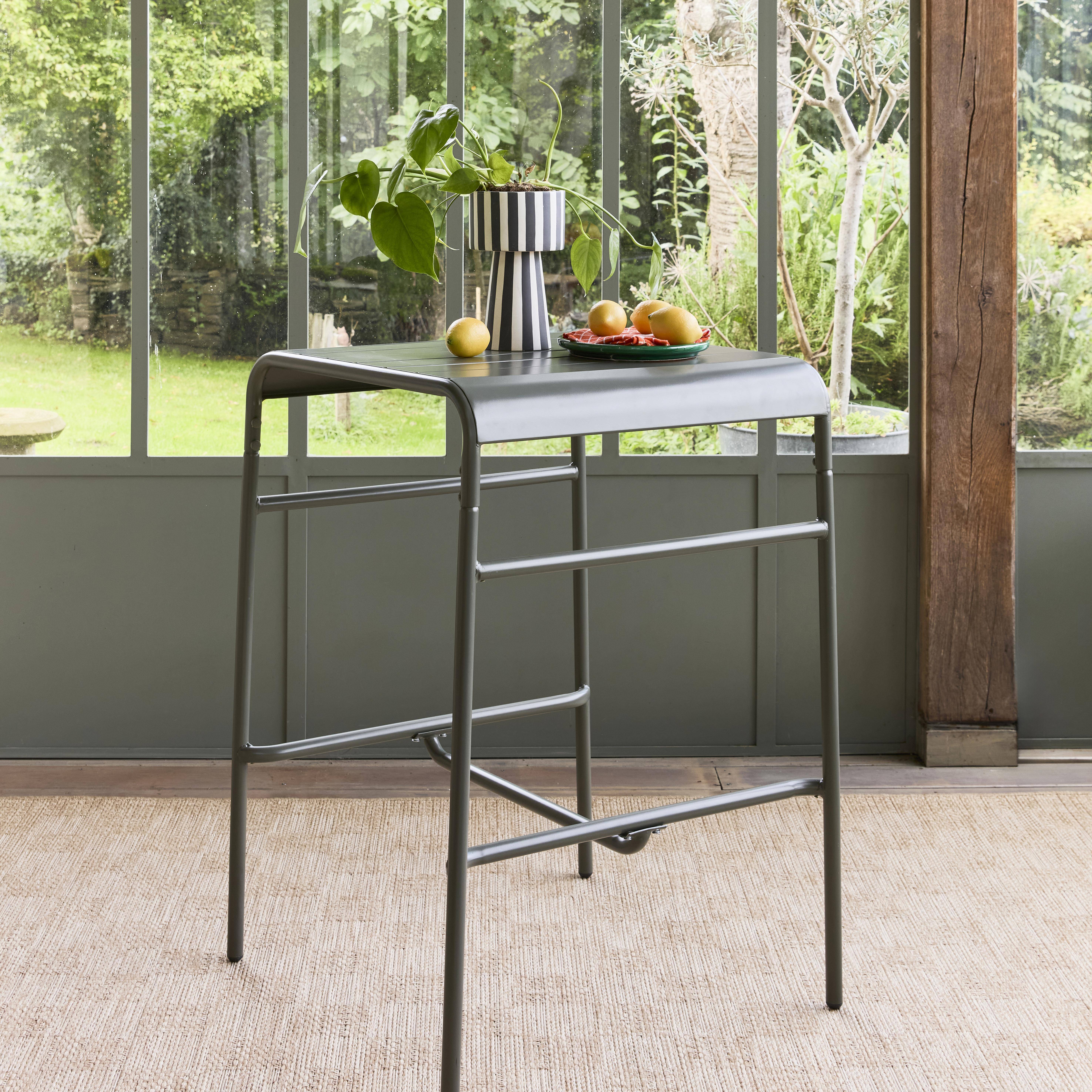 2-seater metal high garden table, Khaki Green | sweeek