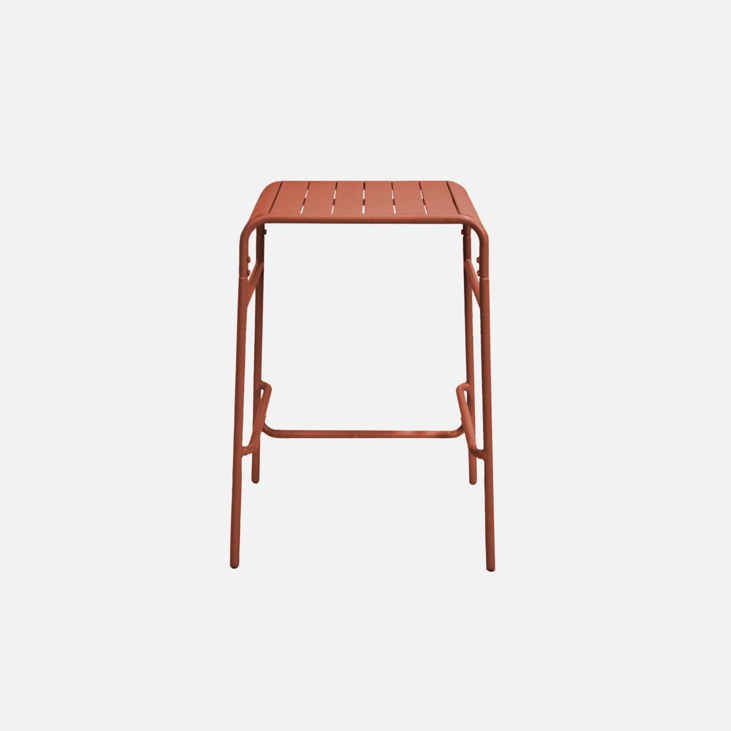 Mesa alta de jardín de metal 2 plazas, Amélia, Terra Cotta, 70x70x95 cm Photo5