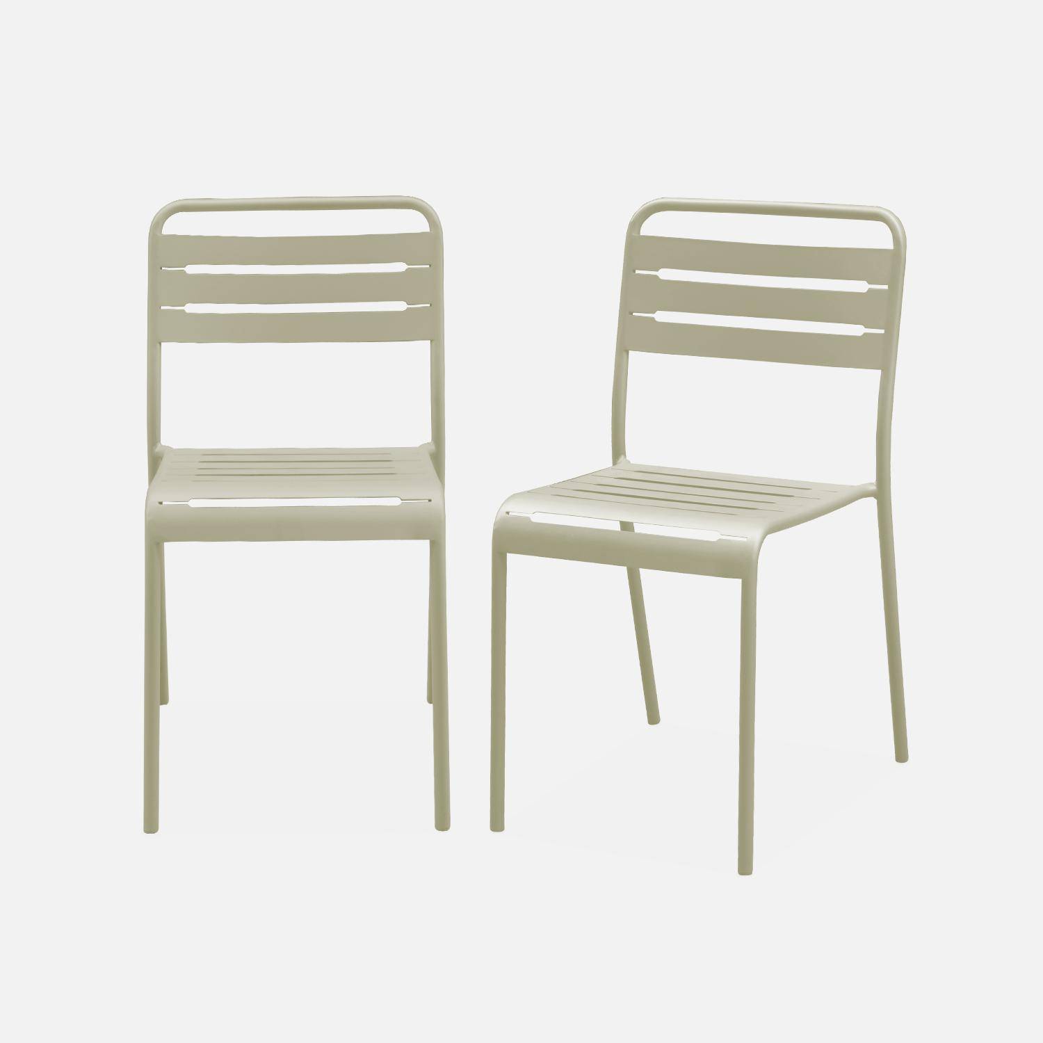 Lot de 2 chaises de jardin acier, 2 places, beige, Amelia, L44 x P52 x H79cm ,sweeek,Photo3