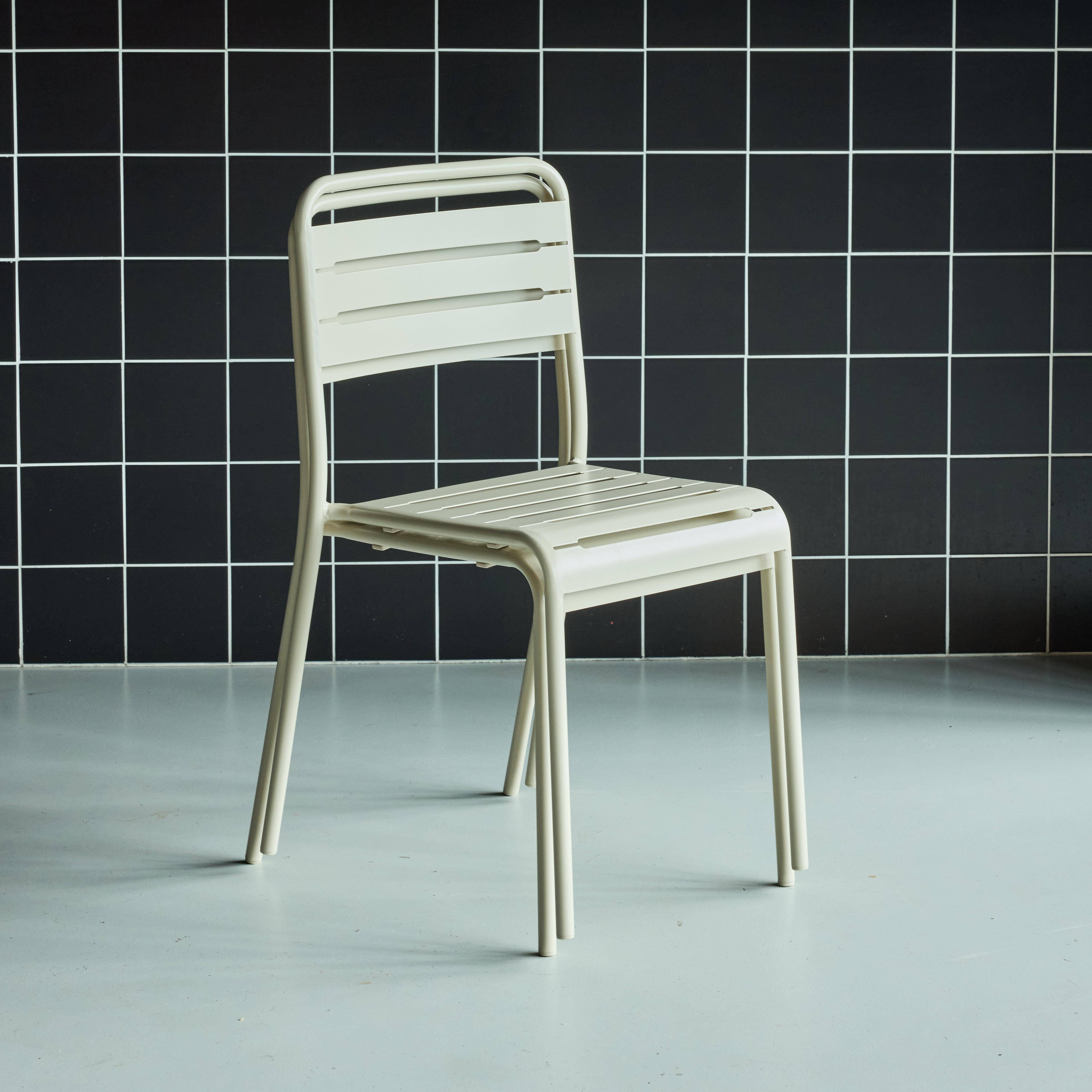 Lot de 2 chaises de jardin acier, 2 places, beige, Amelia, L44 x P52 x H79cm ,sweeek,Photo2