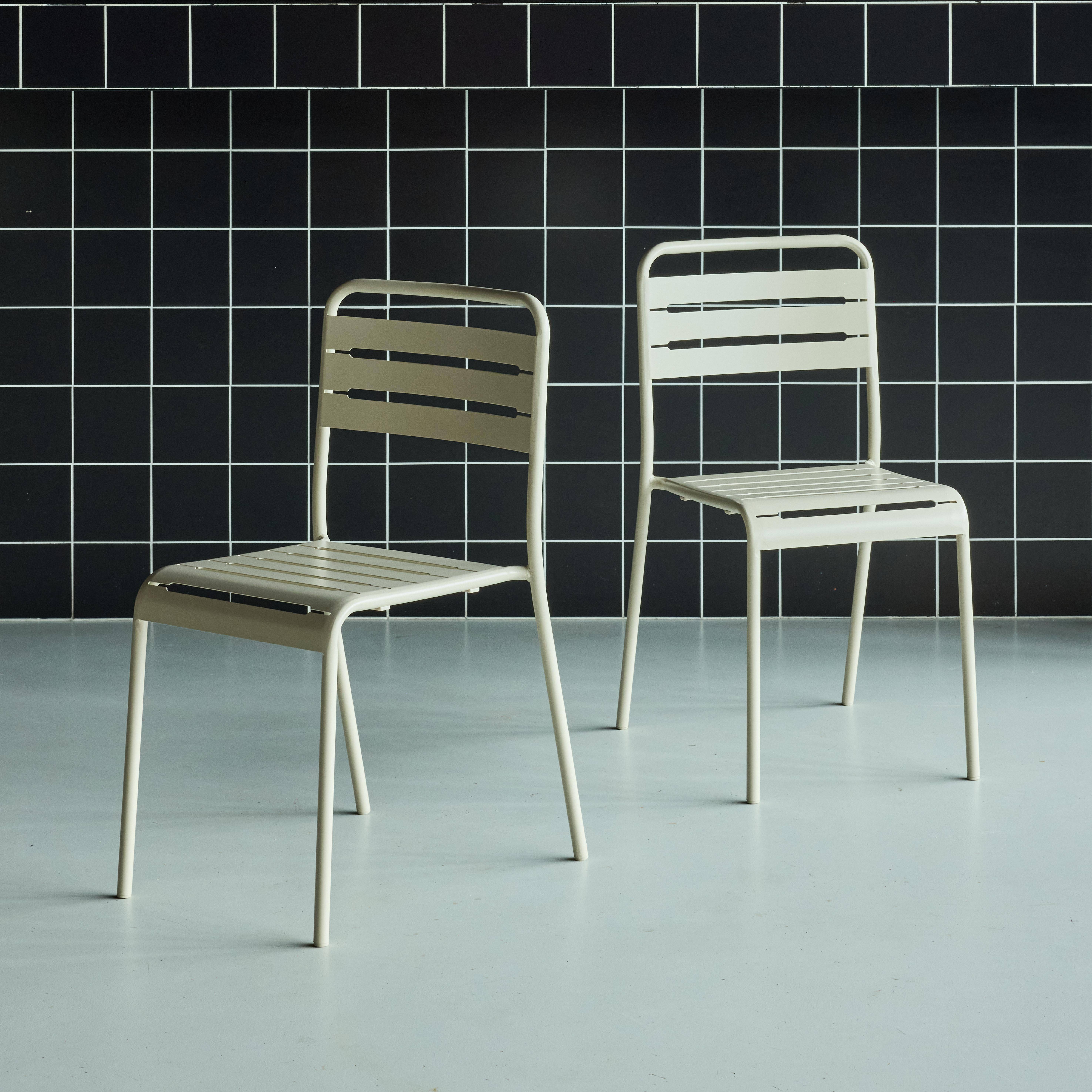 Lot de 2 chaises de jardin acier, 2 places, beige, Amelia, L44 x P52 x H79cm ,sweeek,Photo1