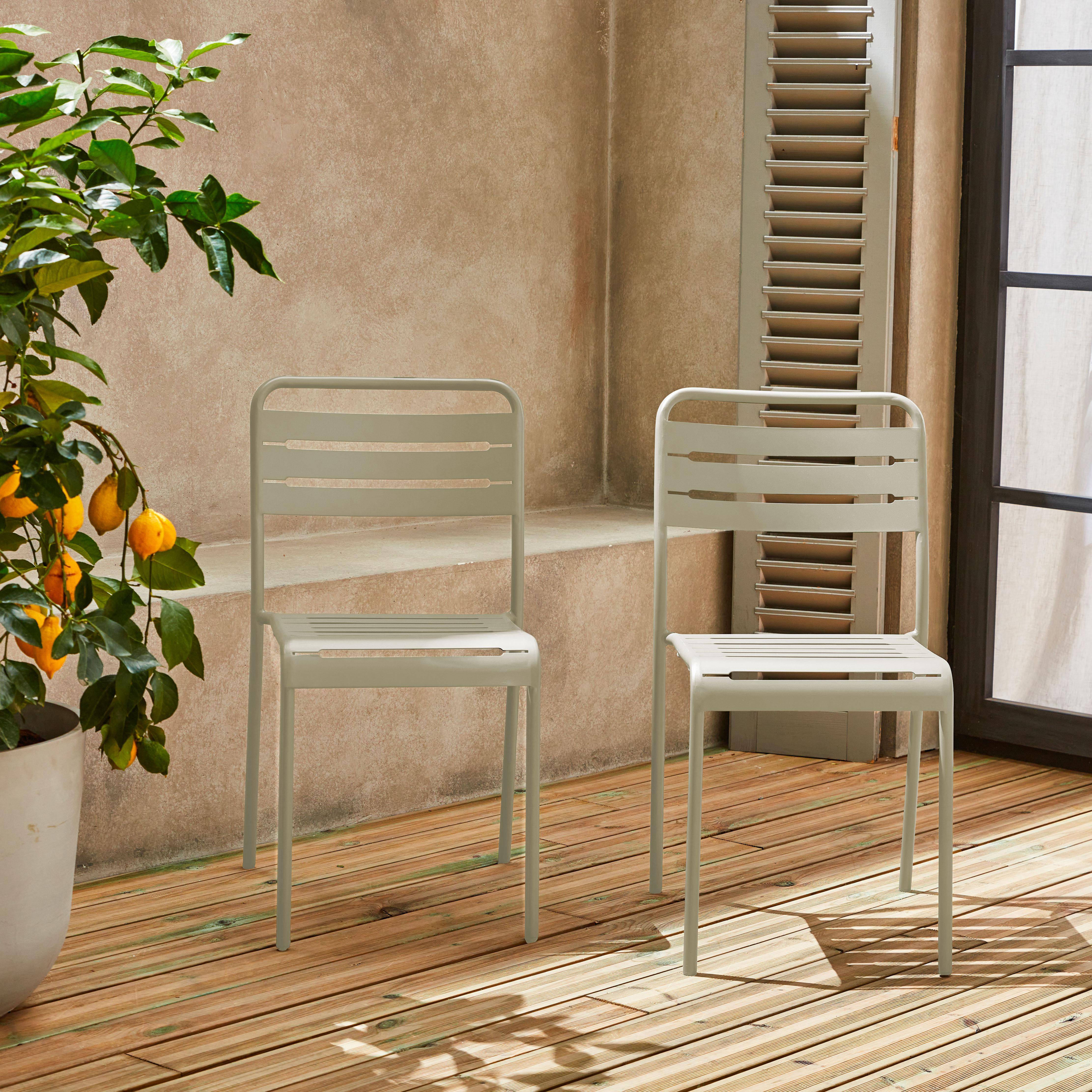 Lot de 2 chaises de jardin acier, 2 places, beige, Amelia, L44 x P52 x H79cm  Photo1