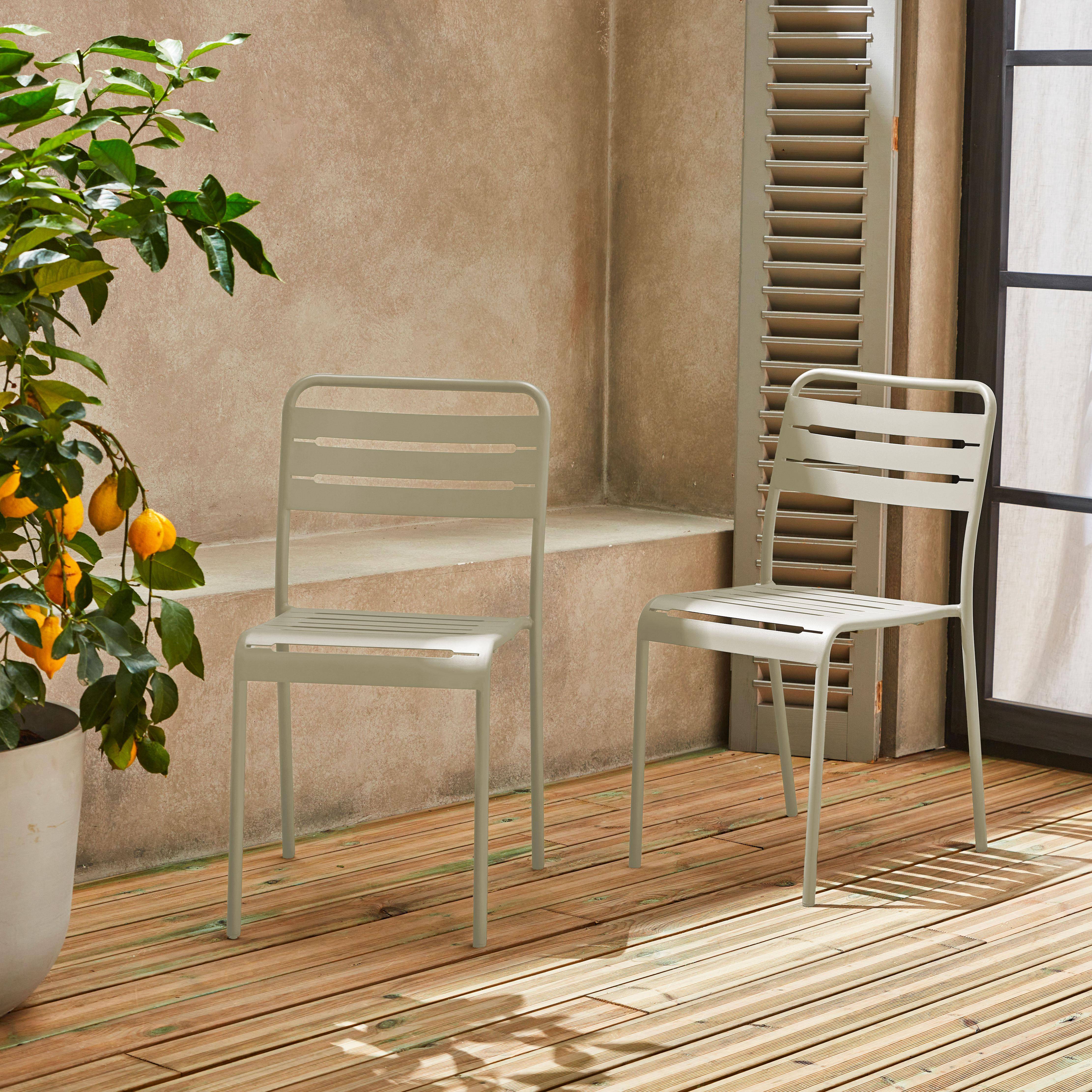 Lot de 2 chaises de jardin acier, 2 places, beige, Amelia, L44 x P52 x H79cm  Photo2