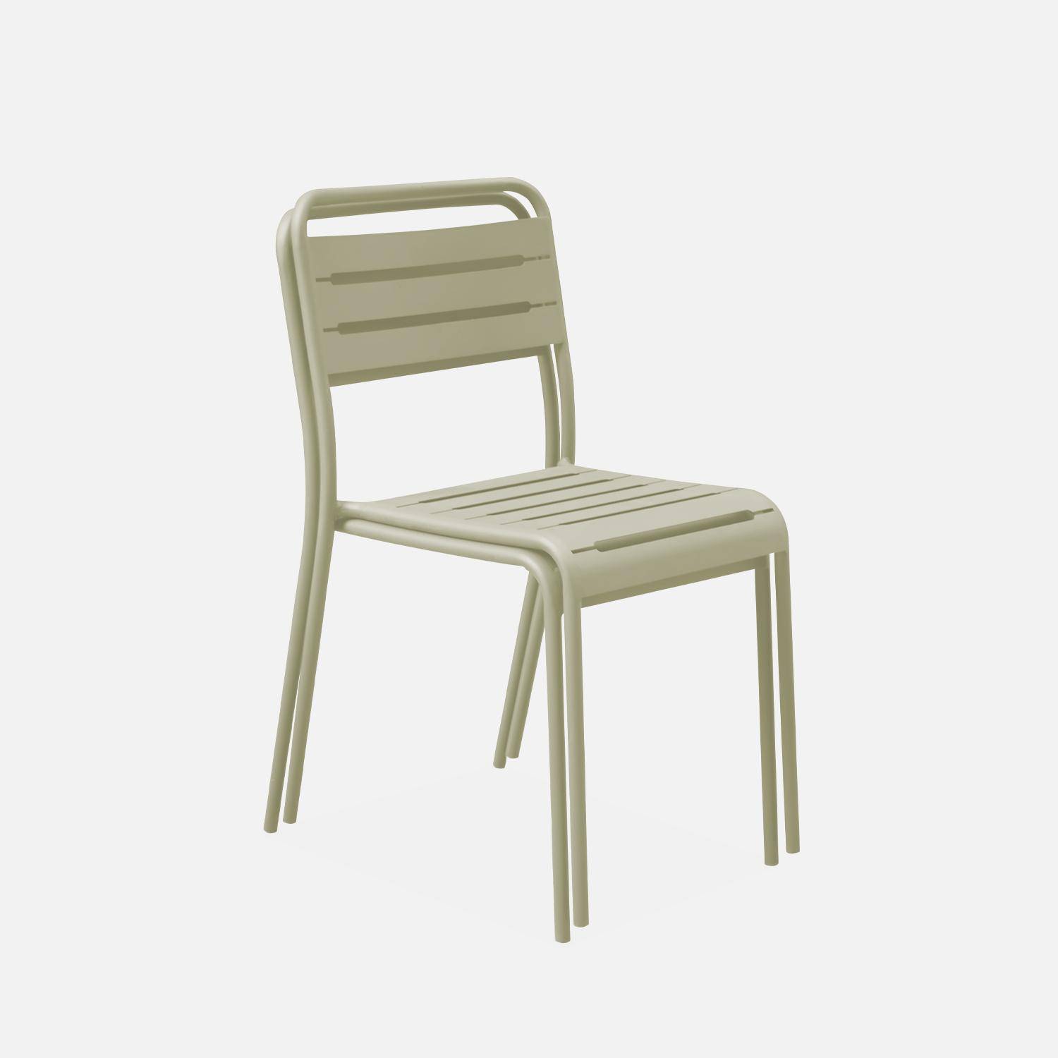 Lot de 2 chaises de jardin acier, 2 places, beige, Amelia, L44 x P52 x H79cm  Photo5