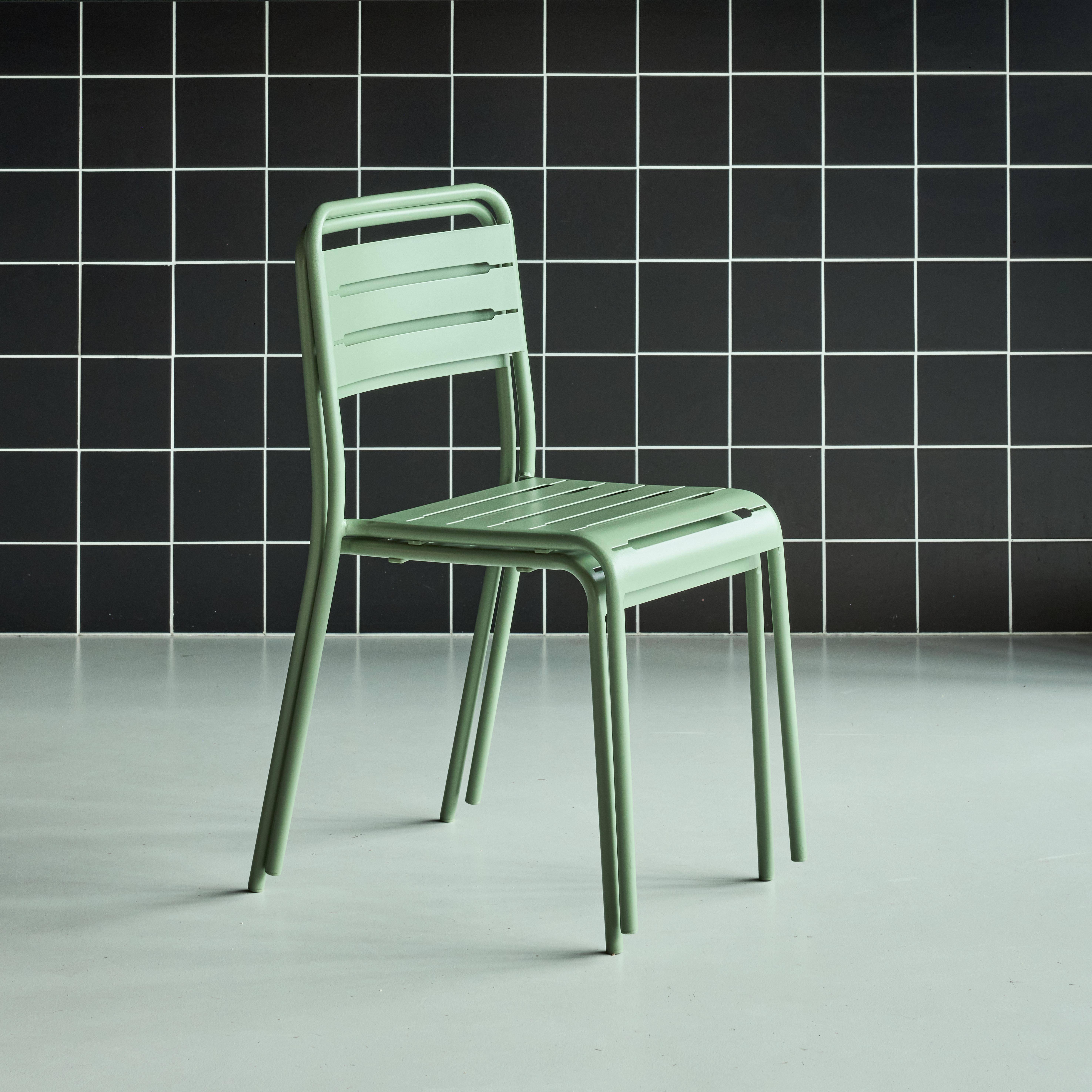 Lot de 2 chaises de jardin acier, 2 places, vert, Amelia, L44 x P52 x H79cm  Photo2