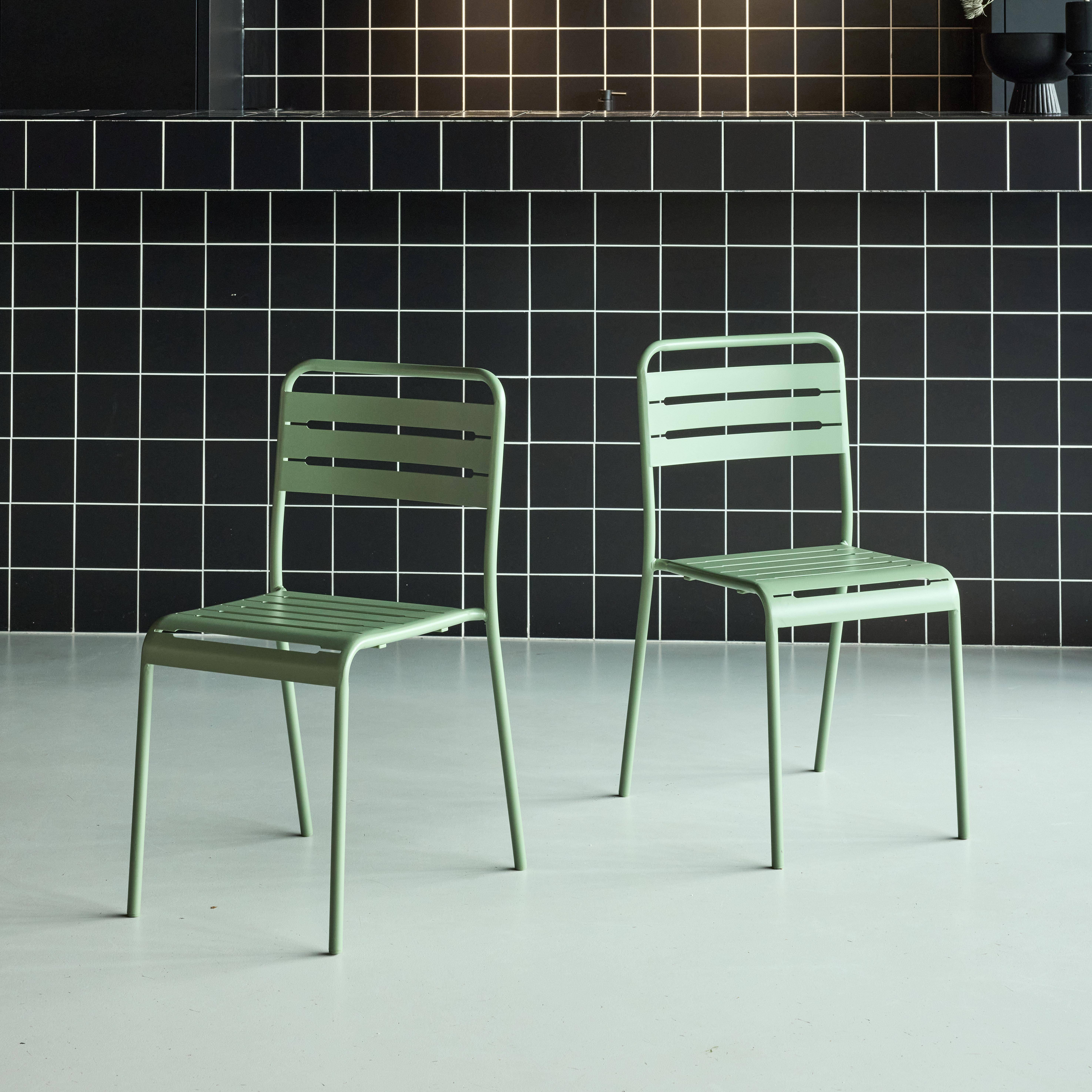 Lot de 2 chaises de jardin acier, 2 places, vert, Amelia, L44 x P52 x H79cm ,sweeek,Photo1
