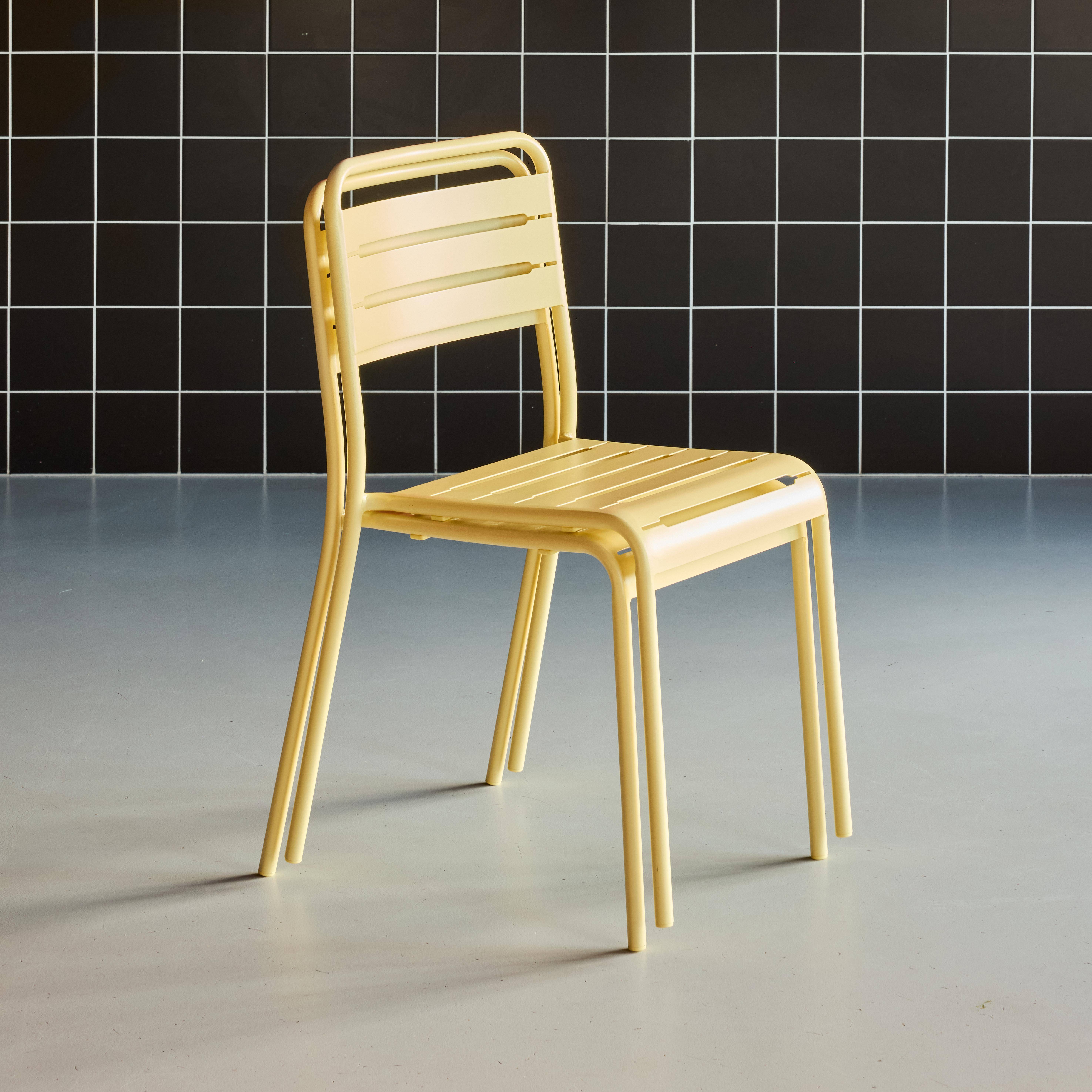 Lot de 2 chaises de jardin acier, 2 places, jaune, Amelia, L44 x P52 x H79cm  Photo2