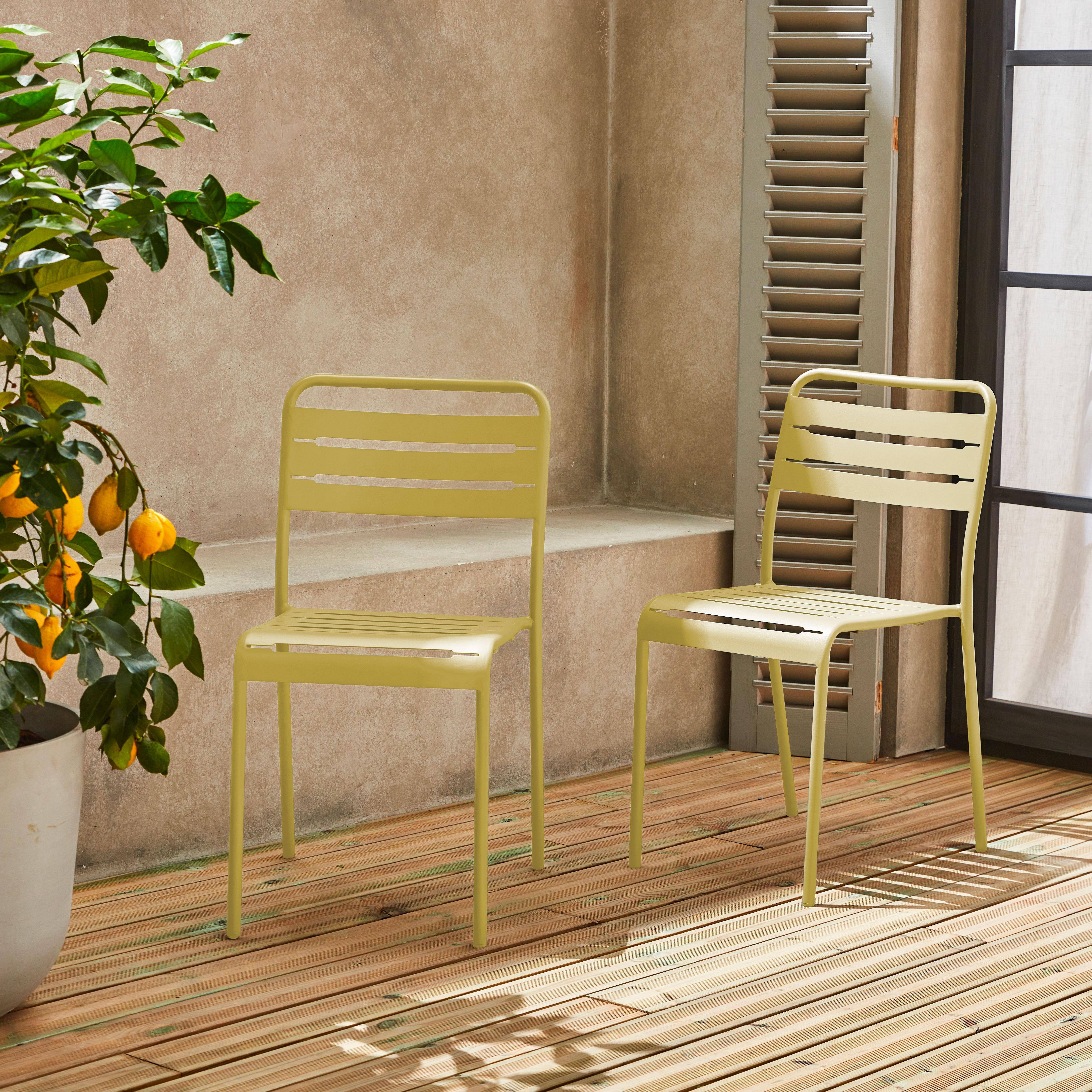 Set 2 sedie da giardino in acciaio Giallo - 44x52x79 cm Photo1