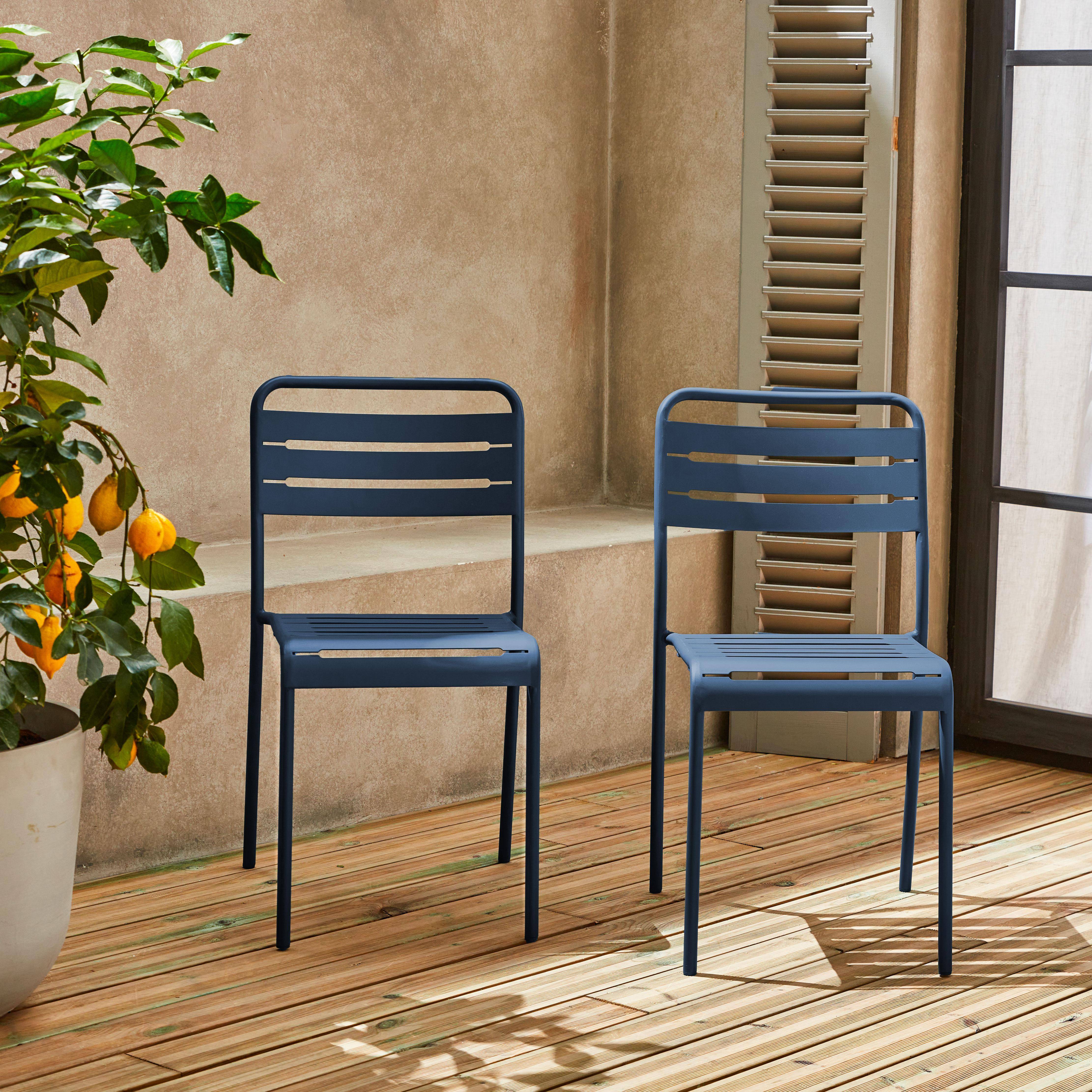 Silla de jardín de acero, set de 2, Amelia, Azul marino, 44x52x79 cm Photo1
