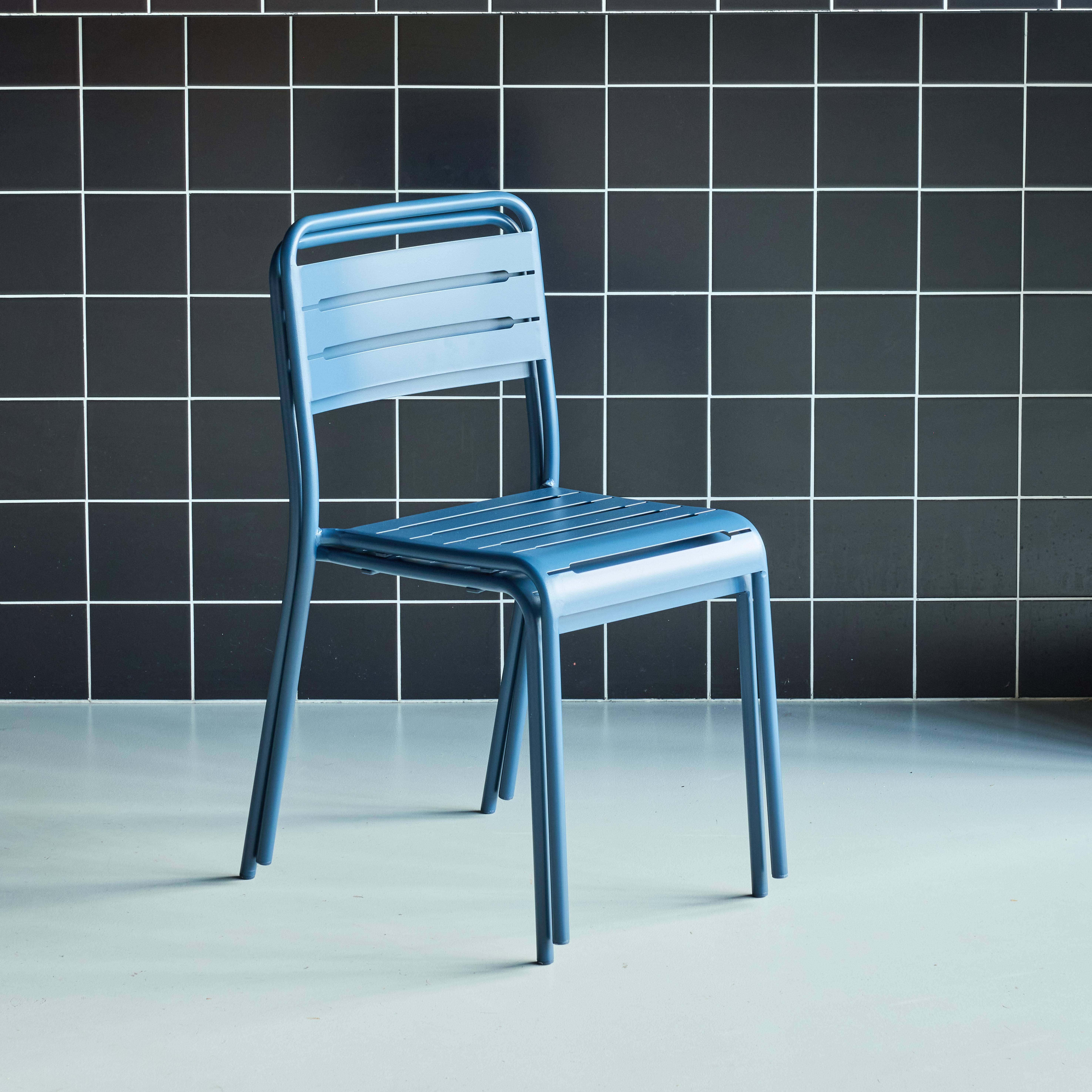 Lot de 2 chaises de jardin acier, 2 places, marine, Amelia, L44 x P52 x H79cm  Photo2