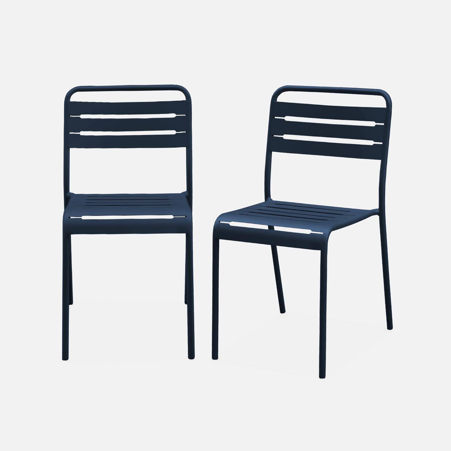 Silla de jardín de acero, set de 2, Amelia, Azul marino, 44x52x79 cm Photo3