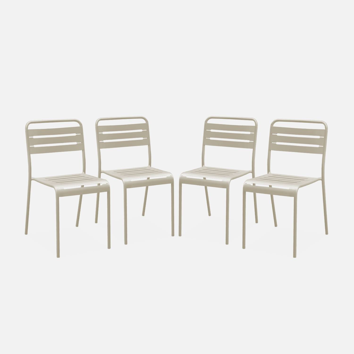 Silla de jardín de acero, set de 4, Beige