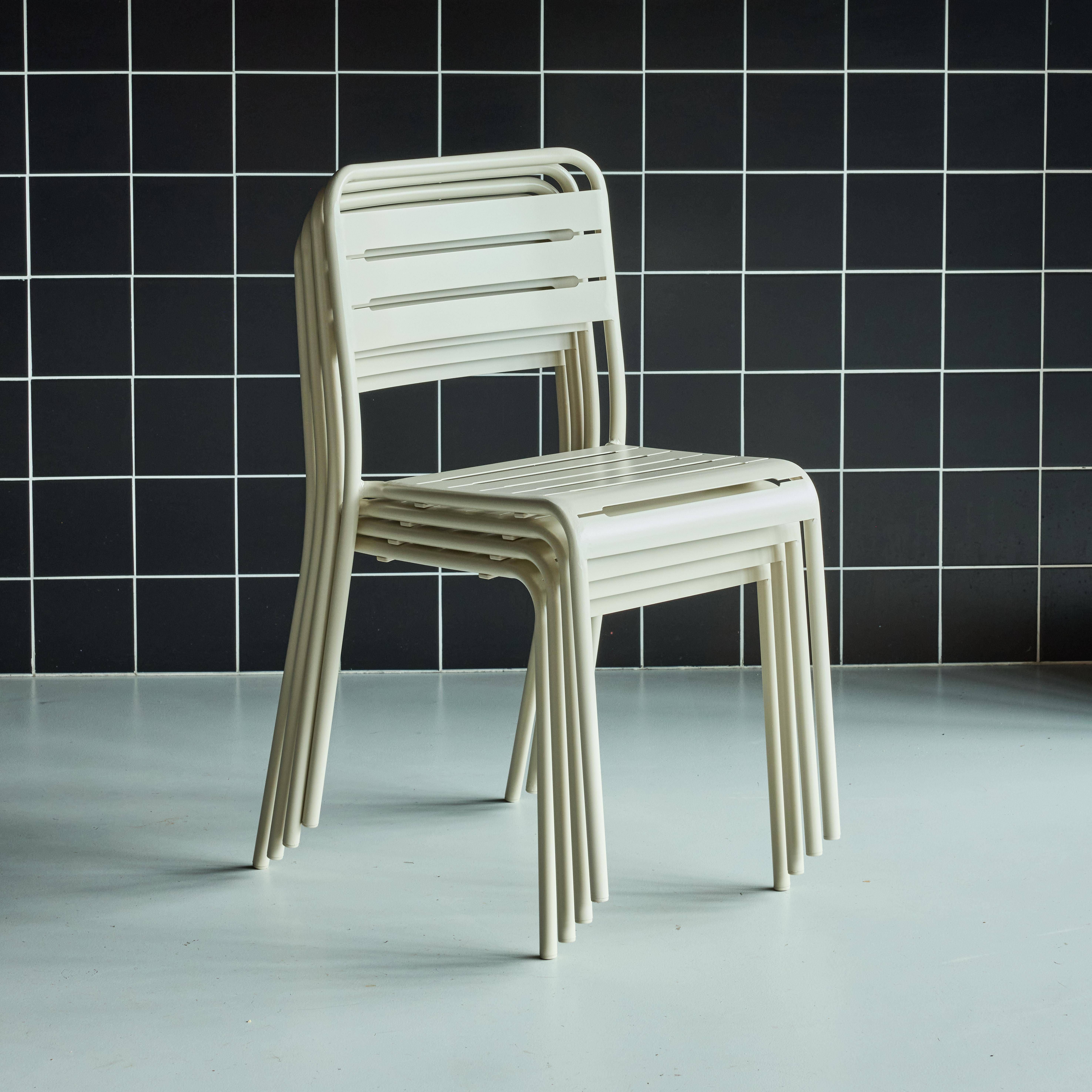 4er-Set-Gartenstühle aus Stahl, 4 Sitze, beige, B44 x T52 x H79 cm - Amelia Photo2