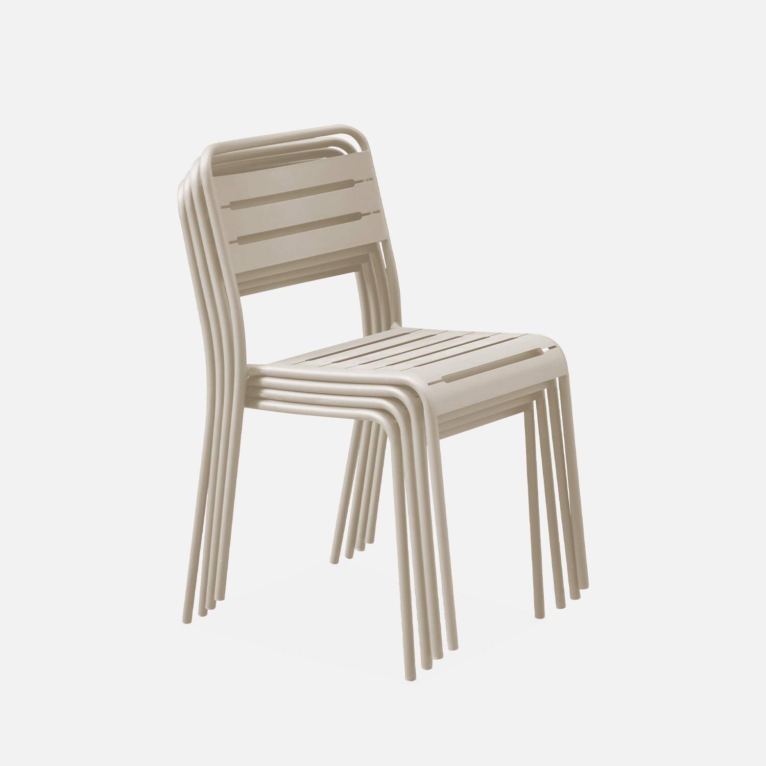 Lot de 4 chaises de jardin acier, 4 places, beige, Amelia, L44 x P52 x H79cm  Photo5