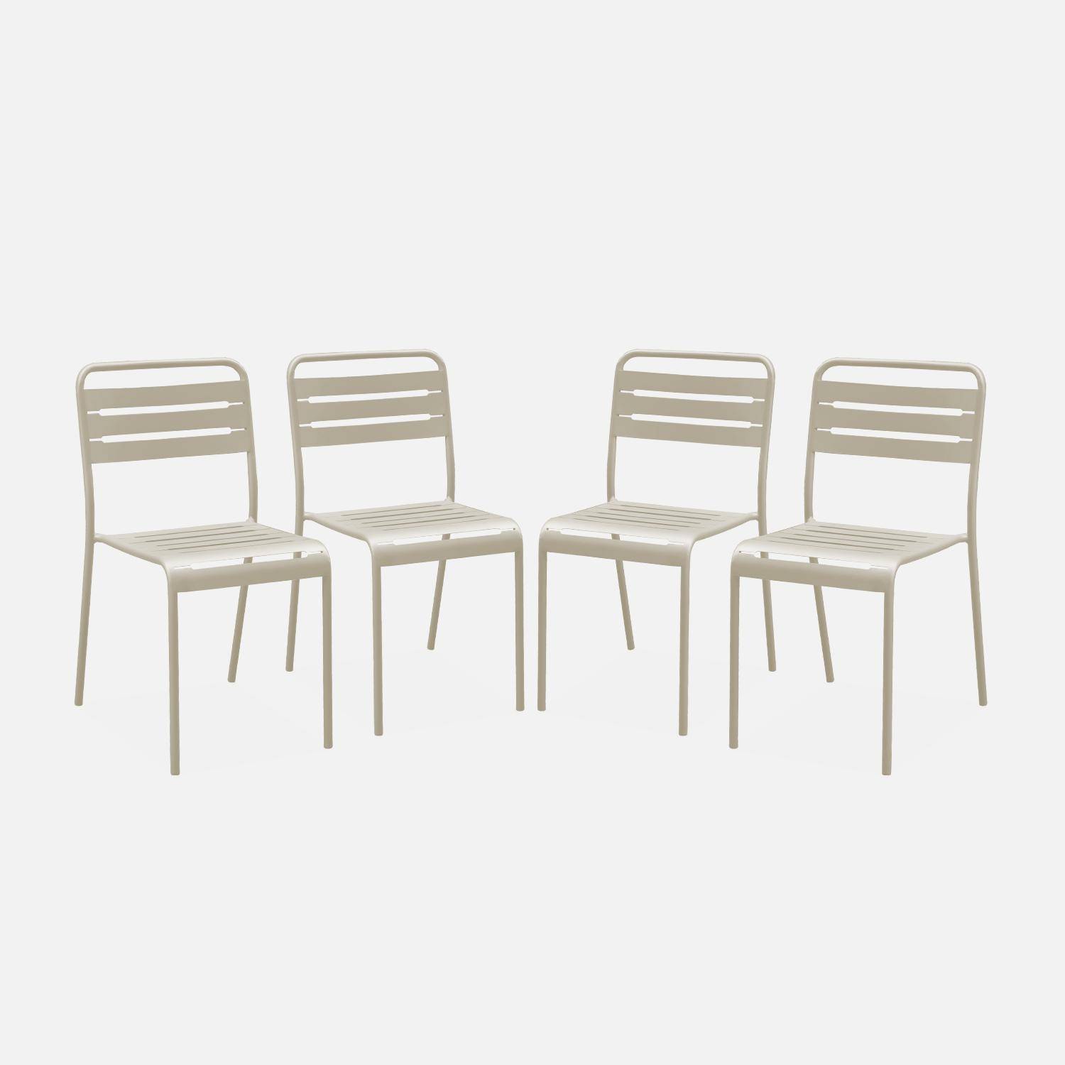 Lot de 4 chaises de jardin acier, 4 places, beige, Amelia, L44 x P52 x H79cm ,sweeek,Photo3