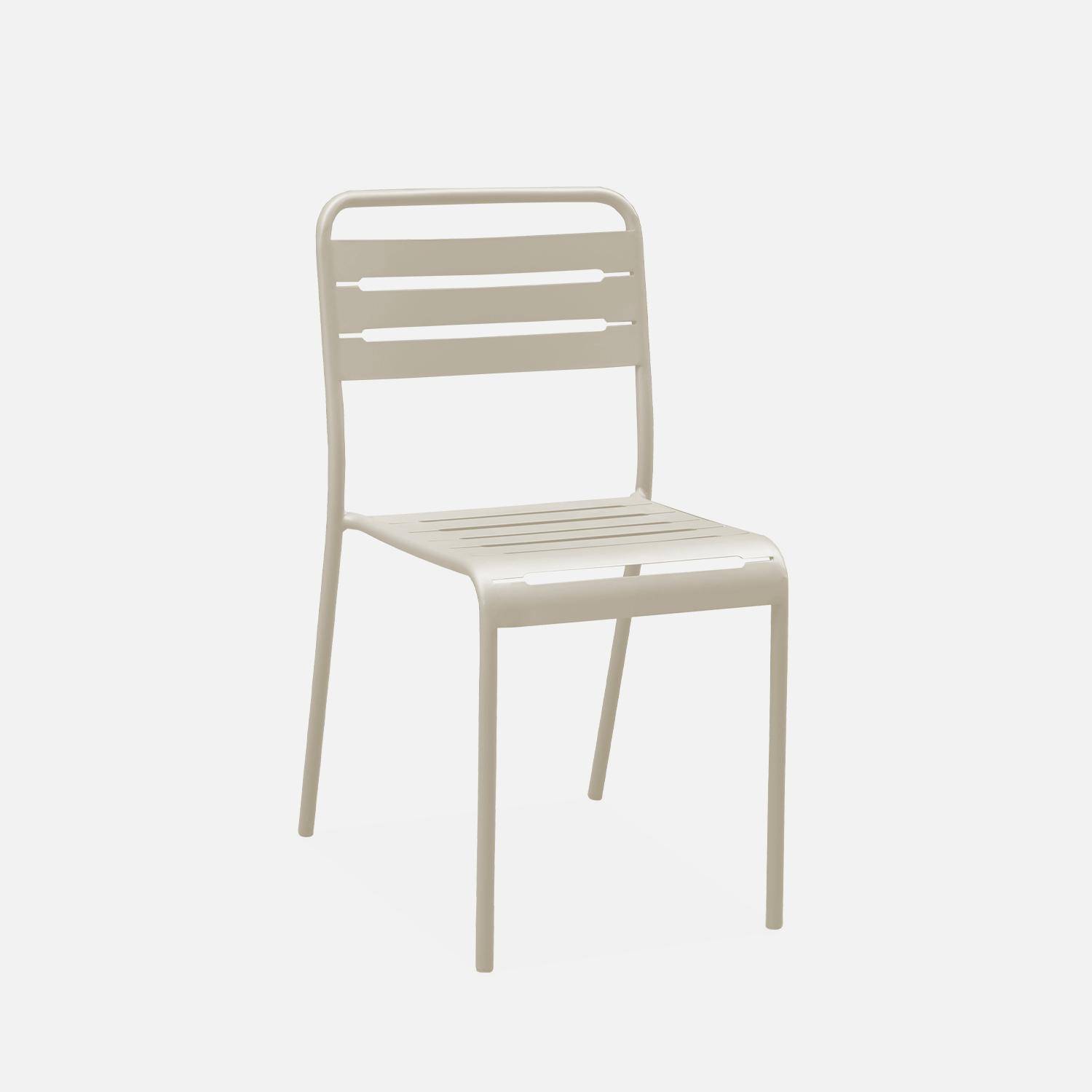 Lot de 4 chaises de jardin acier, 4 places, beige, Amelia, L44 x P52 x H79cm  Photo4