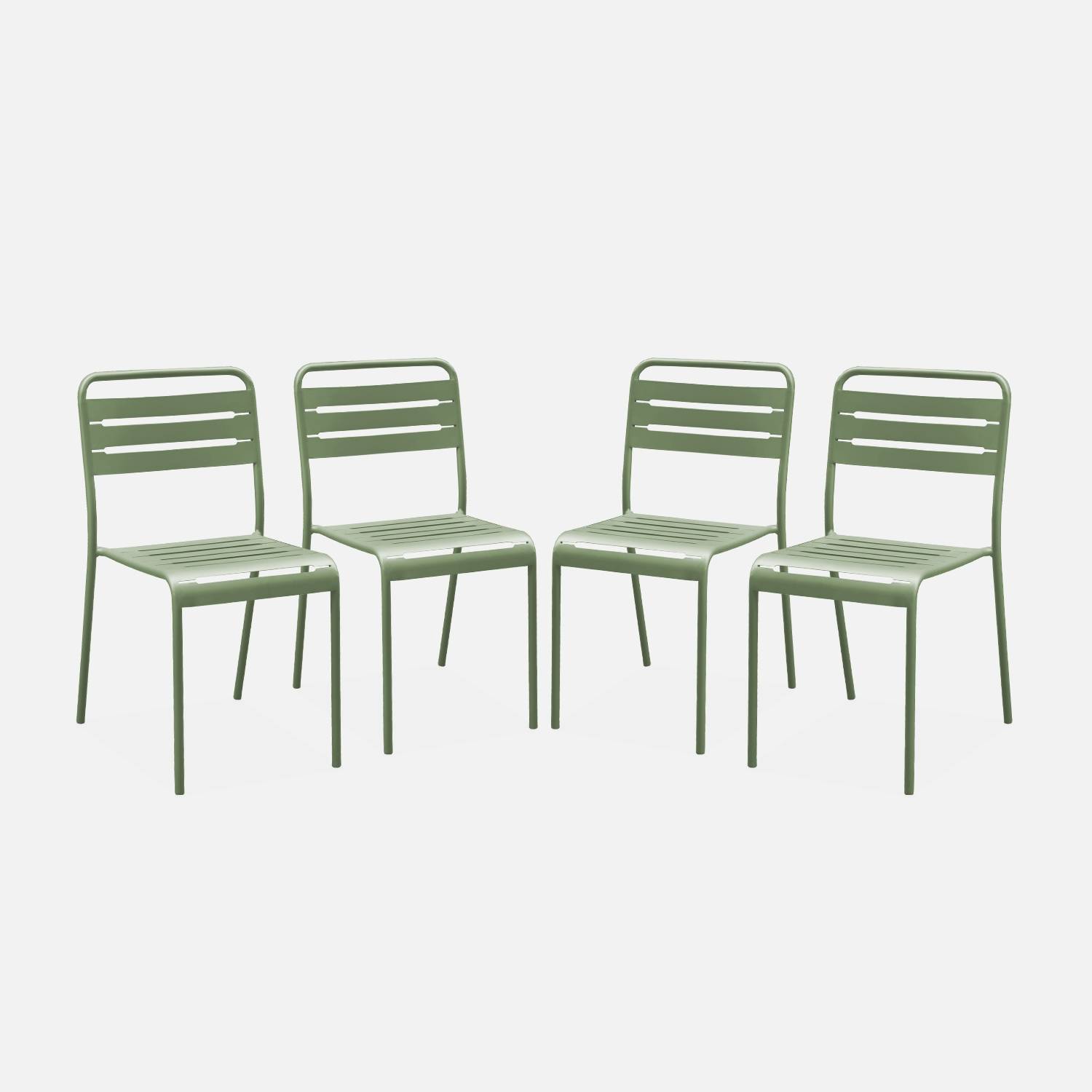 Silla de jardín de acero, set de 4, Verde