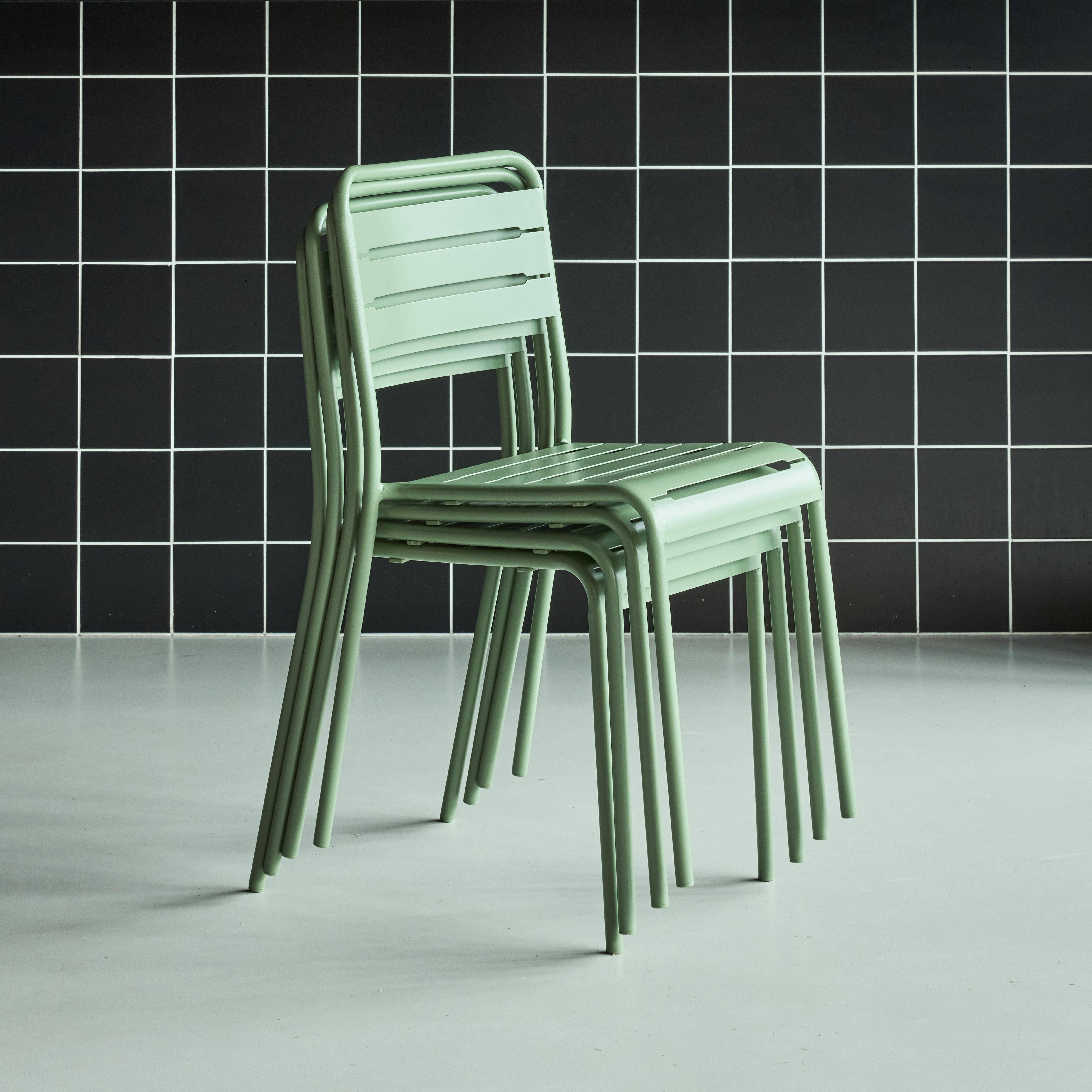 Set di 4 sedie da giardino in acciaio, Amelia, Verde, 44x52x79 cm,sweeek,Photo2