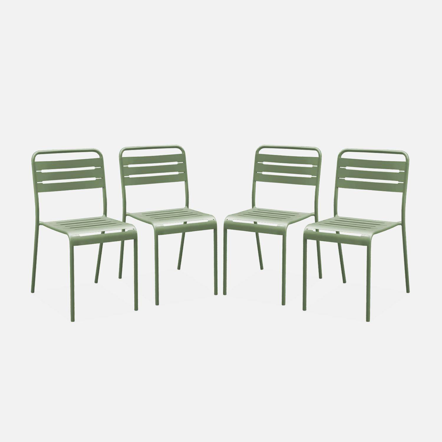Lot de 4 chaises de jardin acier, 4 places, vert, Amelia, L44 x P52 x H79cm ,sweeek,Photo4