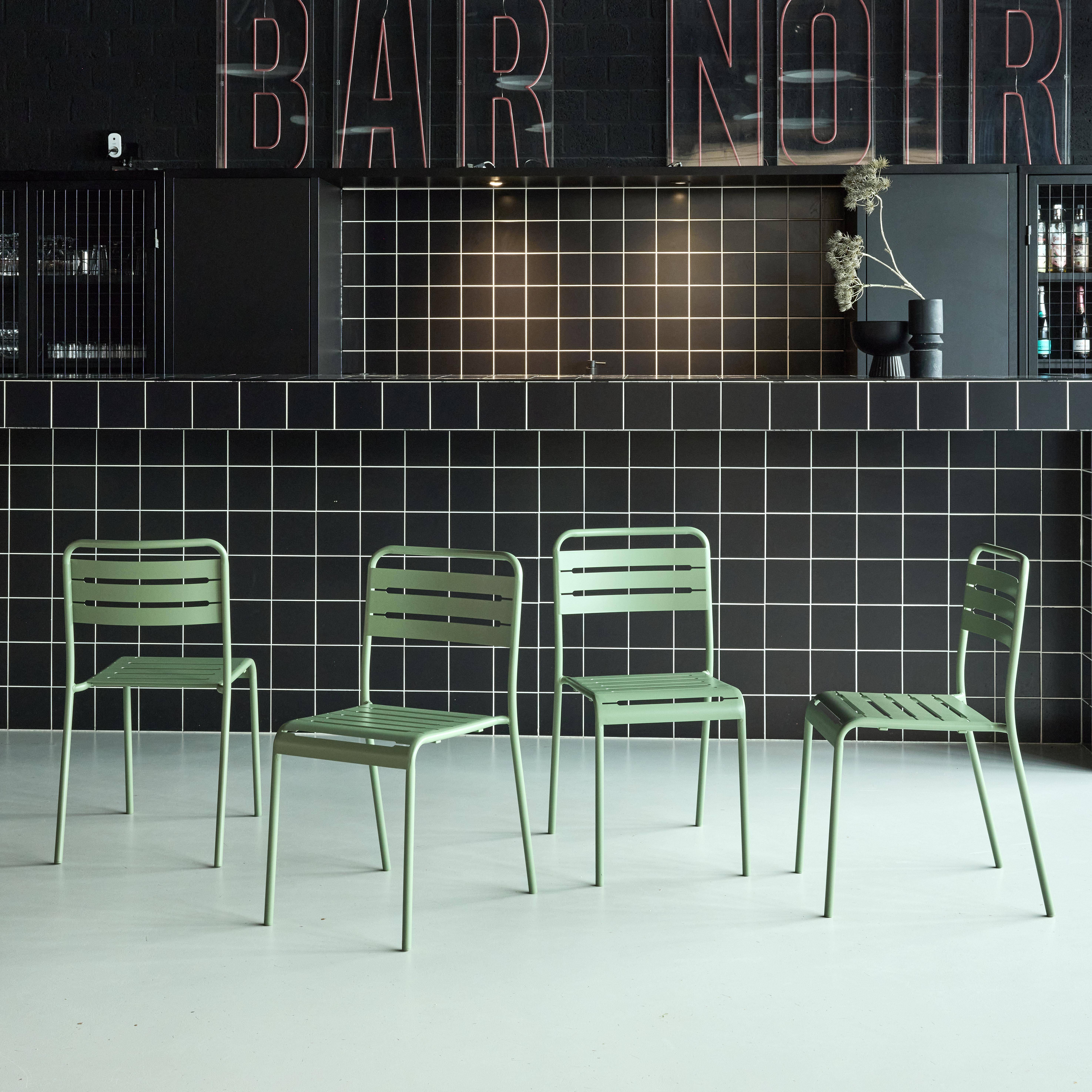 Set di 4 sedie da giardino in acciaio, Amelia, Verde, 44x52x79 cm,sweeek,Photo1