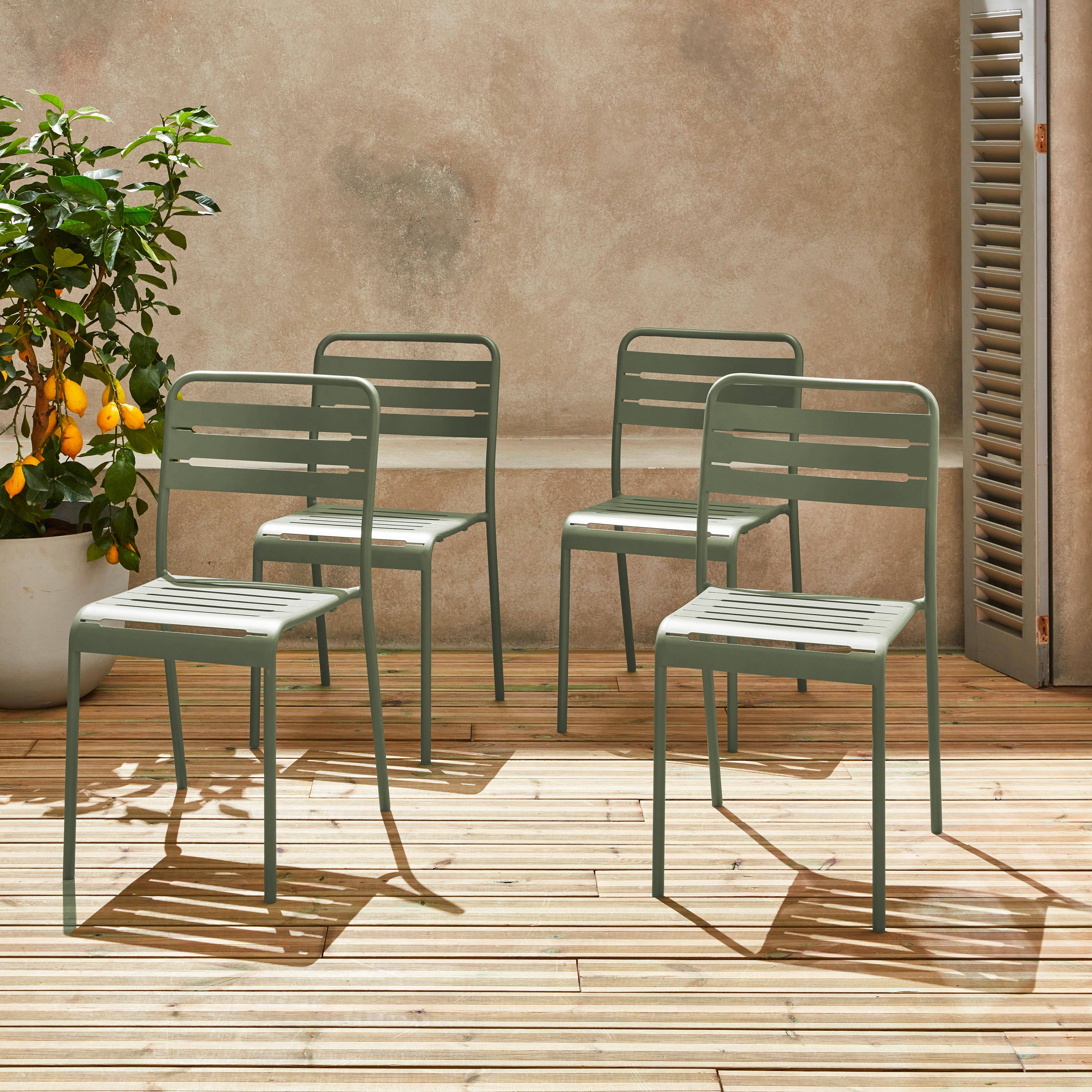 Lot de 4 chaises de jardin acier, 4 places, vert, Amelia, L44 x P52 x H79cm ,sweeek,Photo1